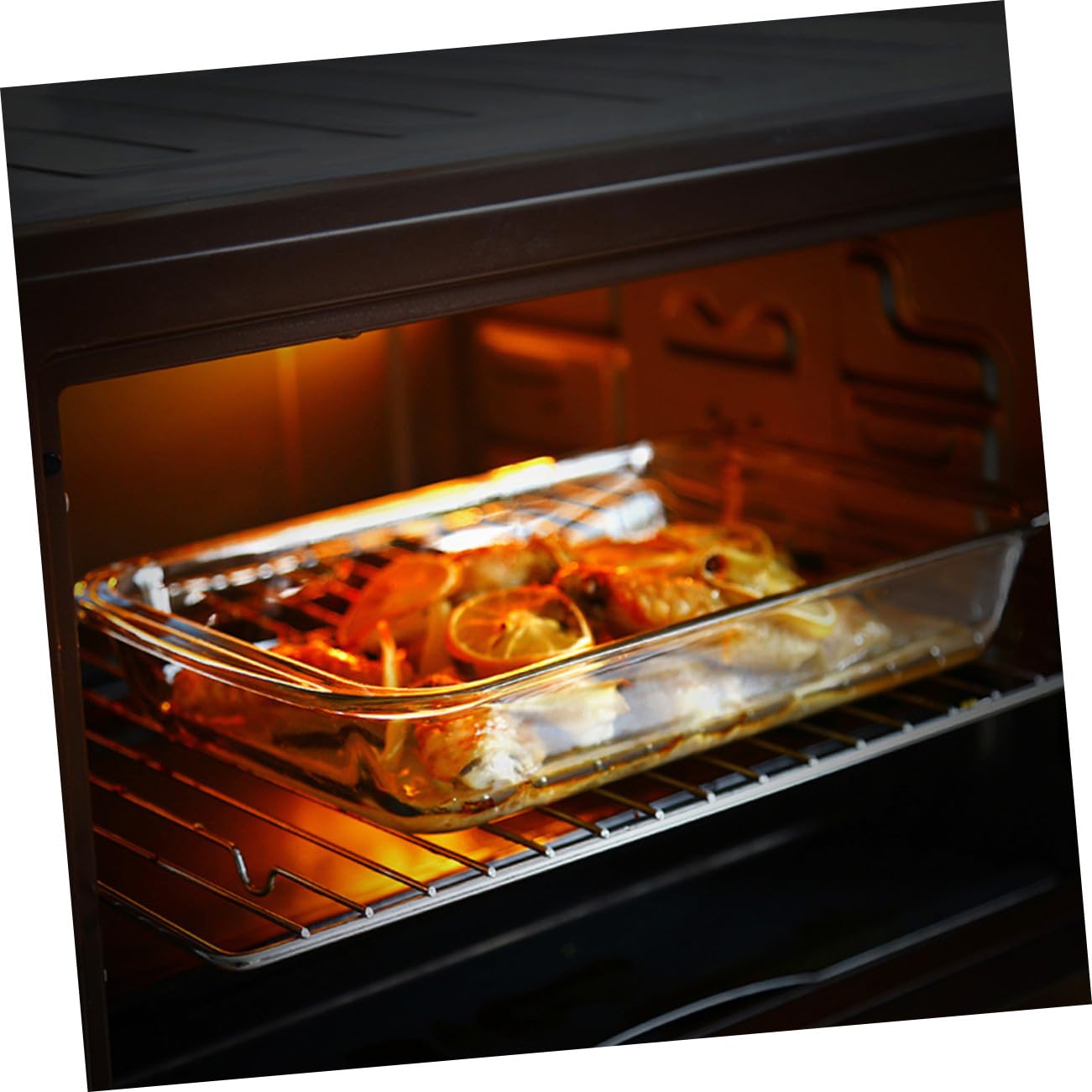 Hitzebeständiges Glas-backblech mit Doppelgriffen Vielseitige Steak Dampfplatte für Ofen Mikrowelle und Spülmaschine Robustes Rostfreies Küchenhelfer-tablett für Western Food und