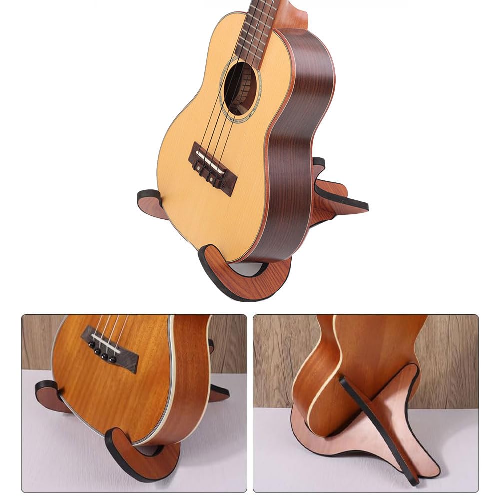 Support pour Ukulélé, Guitare, Mandoline, Banjo, Violon - Support X-Frame avec Bord Eponge, Support Guitare Sol, Bois, Marron
