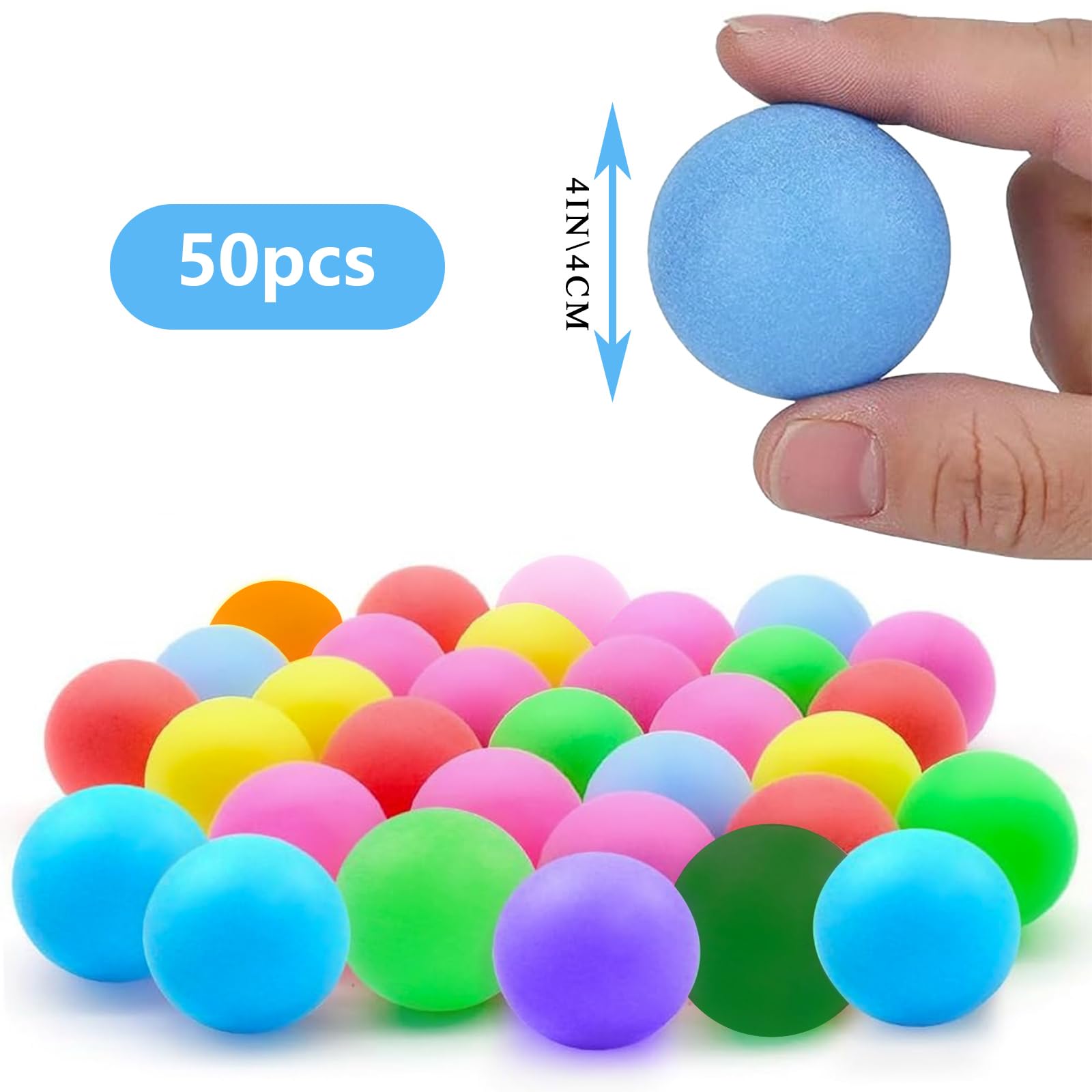 Table Tennis Balls, 50 pezzi palline ping pong colorate, 40 mm palline da ping pong colori misti divertenti per principianti, per giochi di festa in famiglia, Party Games
