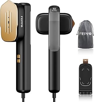 - FEPPO Travel Steamer for Clothes, 110-240V Dual Voltage Portable Steamer & Iron 2 in 1, Fast Heat Up, 1100W Powerful Garment Steamer, Large Ceramic Heat Panel for Home & Global & Europe Traveling