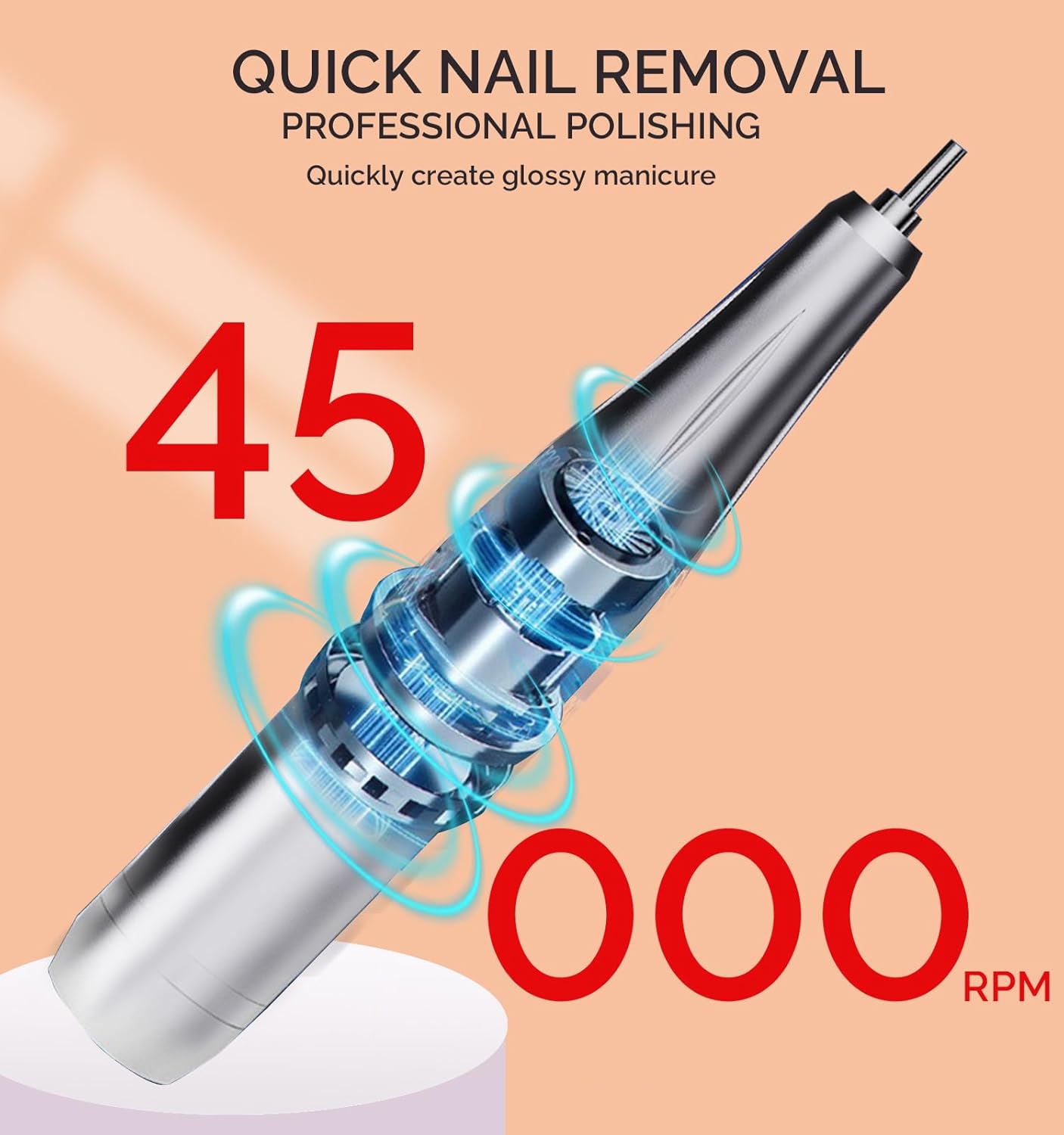 Cordless Nail Drill Machine ,OBEEGOO Diamond Surface Rechargeable Nail Drill 35000RPM Portable Electric E File Electric Acrylic Nail File Tools for Gel Nail ,Nail Beauty Salon (Diamond)