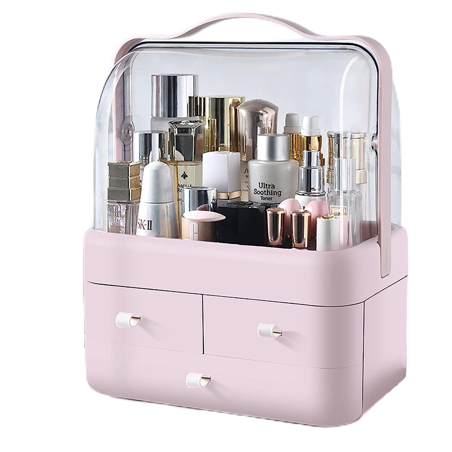 House of Quirk Luxury Multi-Function Cosmetic Storage Box Large-Capacity Dust-Proof with Lid Fully Open Desktop Dressing Table Skin Care Lipstick Rack (Pink) (B0CSDPN7ST) Amazon Price History, Amazon Price Tracker