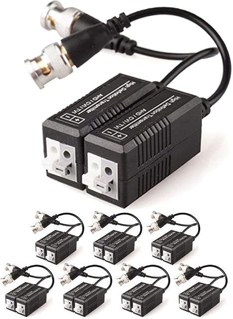 16x CCTV Passive Video Balun BNC Connector Adapter Transmitter & Transceiver, Male BNC to Easy Press-Fit UTP CAT5/5e/6/6e Cable for CCTV DVR Camera System (8 Pairs)