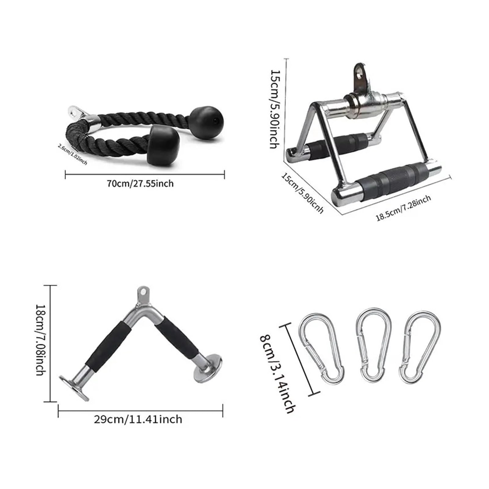 Accesorio de polea de Doble Cabeza con Cuerda y Mangos for Entrenamiento de Fuerza en gimnasios Big Bird. Accesorios for Equipos de Gimnasio.
