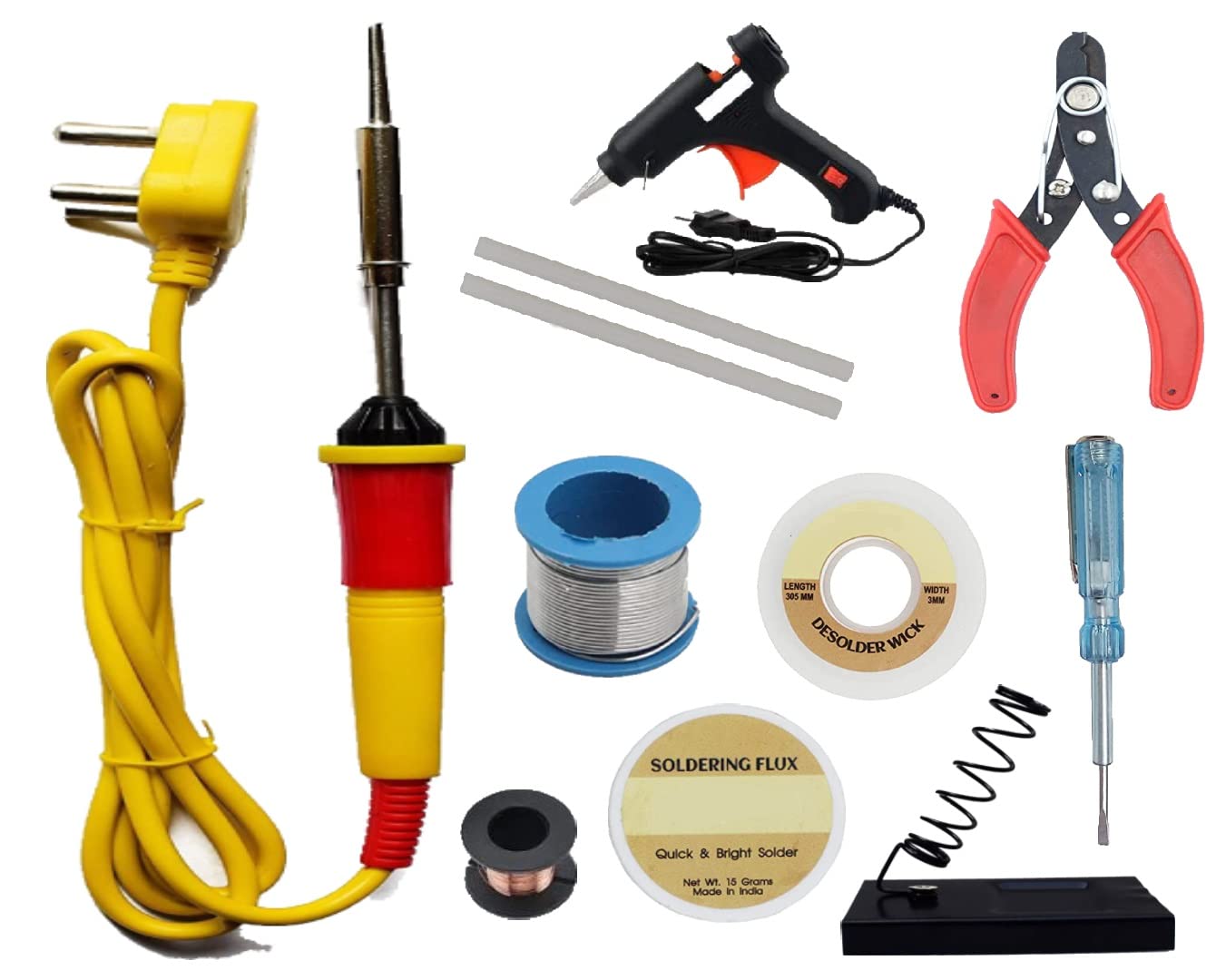 Aldeco (10 in 1) Soldering Iron Kit, 25W Welding Tool with High Temperature Kit With Soldering iron, Wire, Flux, Wik, Stand, Cutter, Jumping Wire, Glue Gun, 2 Sticks, Tester (B0BYF38ZS1) Amazon Price History, Amazon Price Tracker