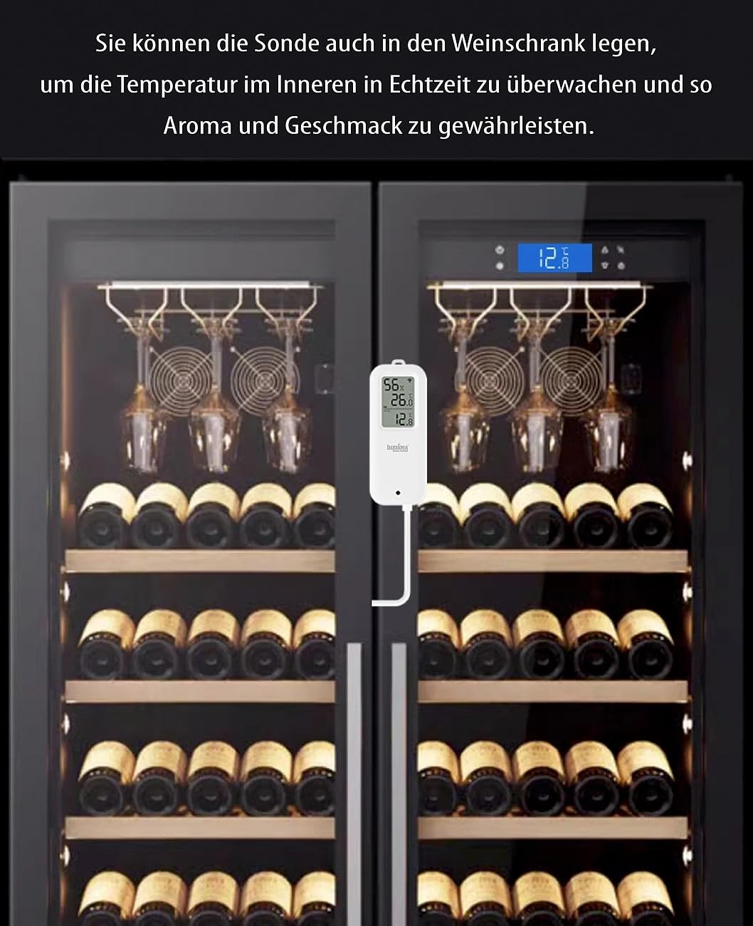 Luminea Home Control Sensoren: 4er-Set WLAN-Temperatur-/Luftfeuchtigkeitsmesser, innen/außen, App (WLAN Smart Thermometer Hygrometer, Thermometer mit Fühler, Klima)