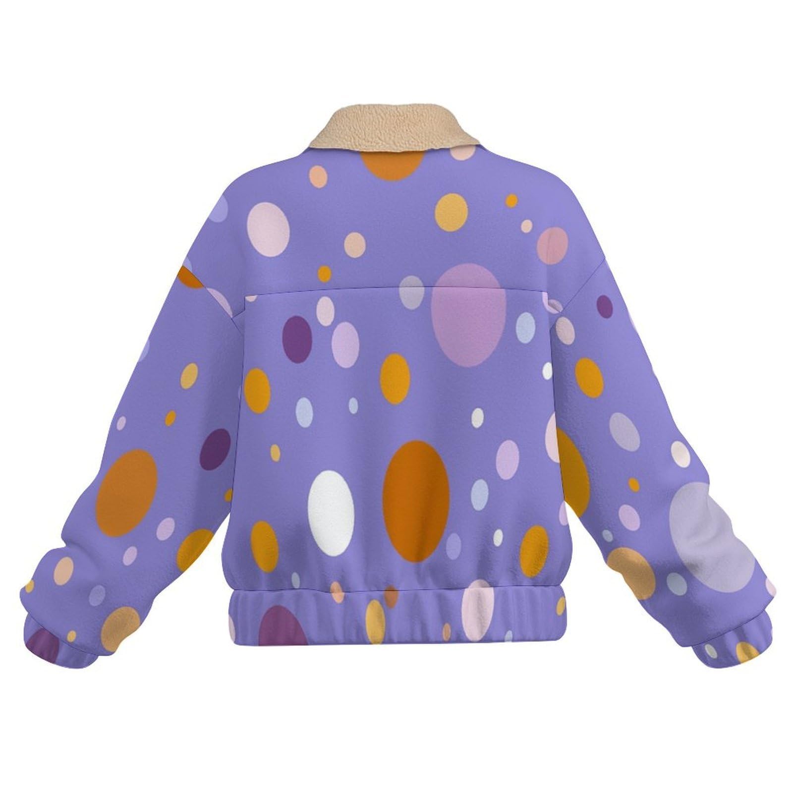 Giacca in Pile da Donna con Chiusura Lampo su Tutta la Lunghezza, Colletto Revers, Cappotto Cerchio Polka Calda Invernale con Tasche, per Escursioni e Tempo Libero