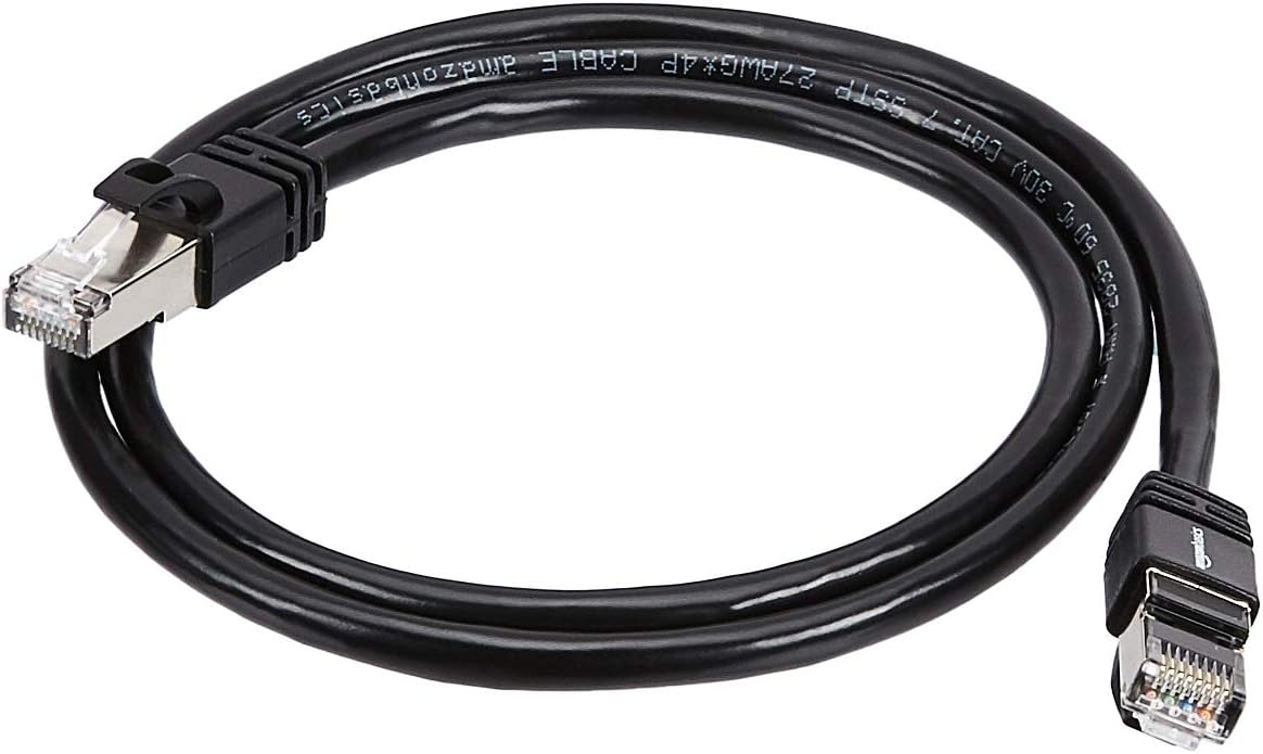 Amazon Basics RJ45 Cat 7 High-Speed Gigabit Ethernet Patch Internet Cable, 10Gbps, 600MHz - Black, 3-Foot (1M)