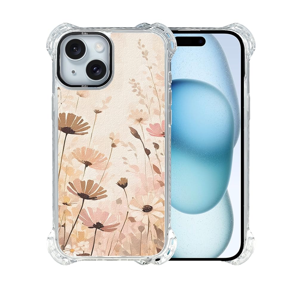 Etui do iPhone 15 IBIZU DropGuard Ultra kompatybilne z MagSafe kolekcja Boho (Kwiatowa łąka, iPhone 15)