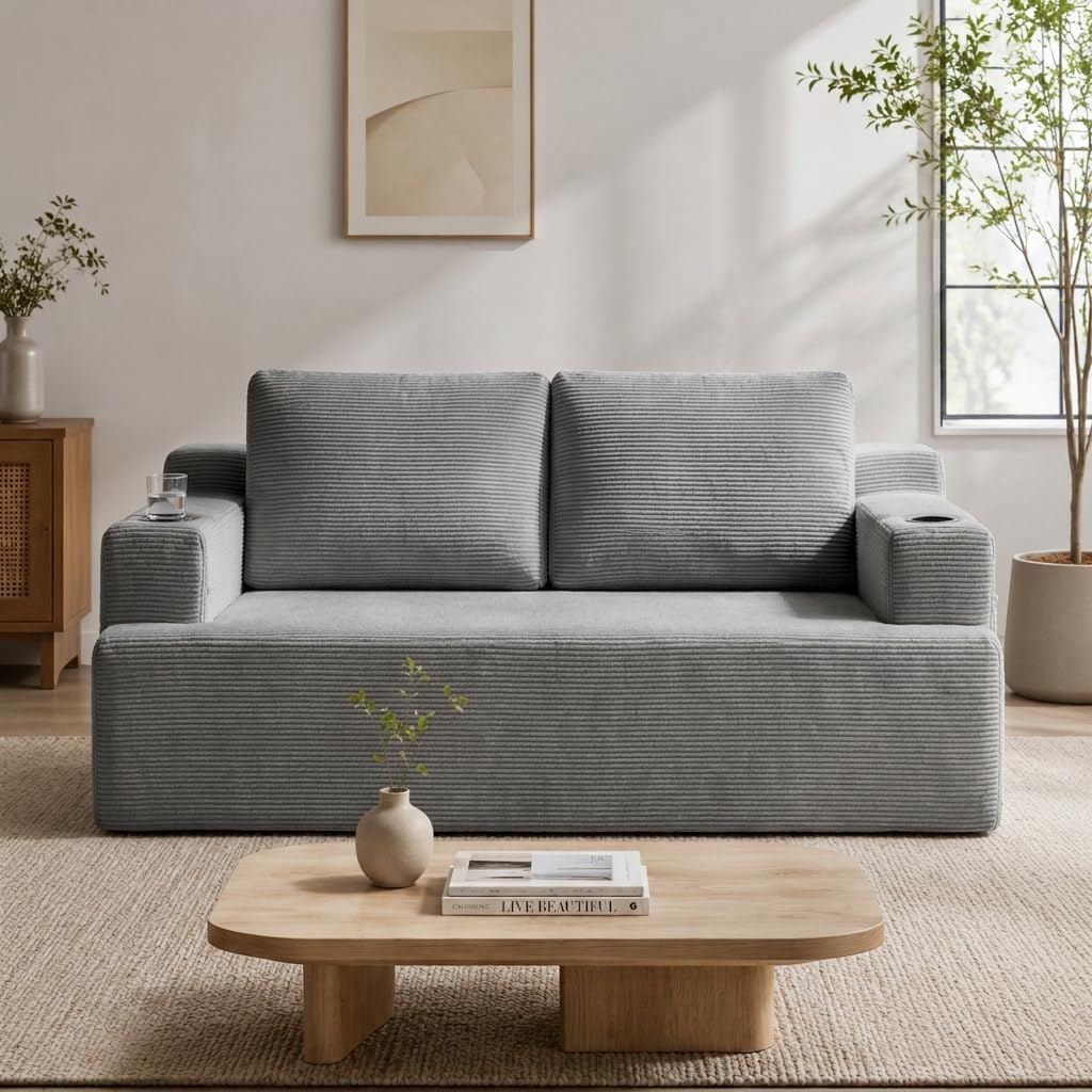 YINIX Boneless Sofa 2 Sitzer mit Getränkehalter & Seitentasche