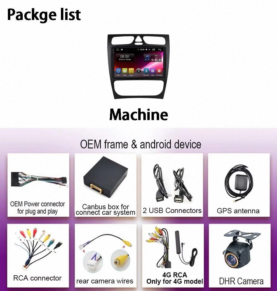 GPS Camping Car pour Benz W203 avec Écran Tactile Capacitif HD 3D