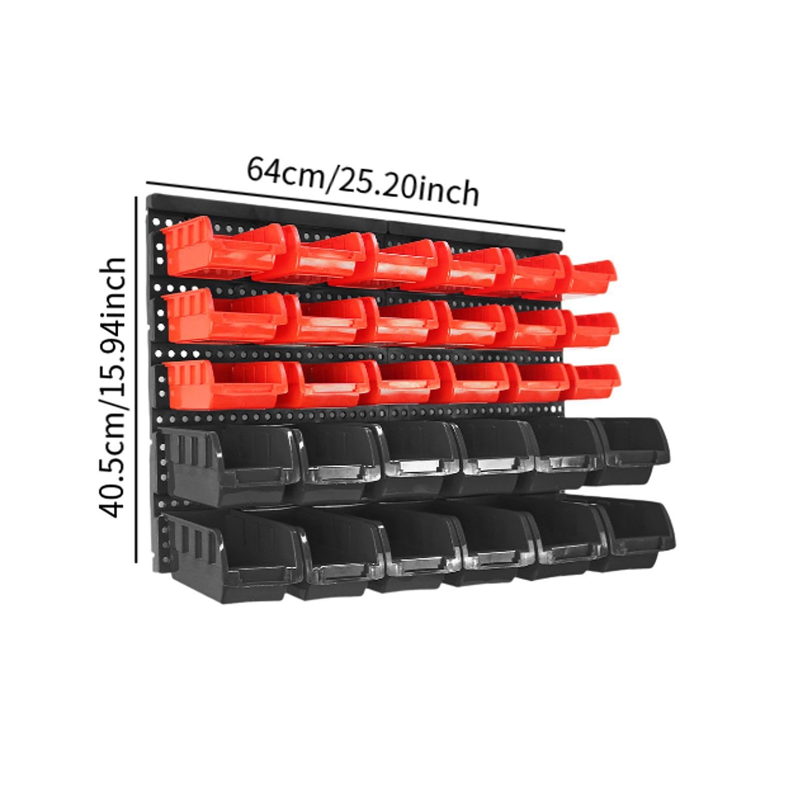 kowaku 30 Contenitori per Riporre Attrezzi con Pannello Forato, Facile Accesso Ai Componenti, Organizer per Utensili, Forniture per Ufficio, Garage, Rosso Nero