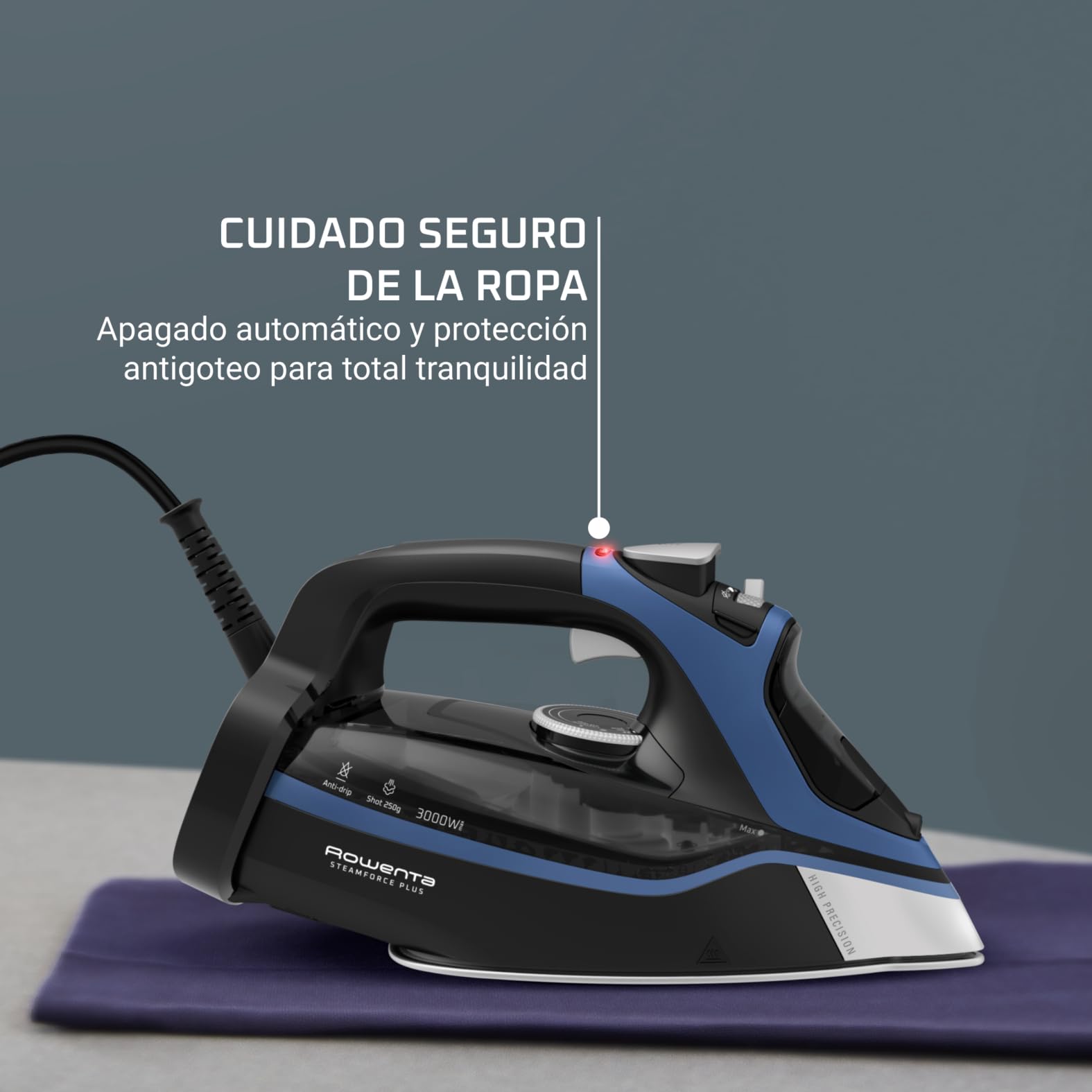 Rowenta SteamForce - Plancha de vapor 3000W, de 250 g/min y constante de 45 g/min, suela Microsteam400, acabado de acero inoxidable, sistema antigoteo, apagado automático, DW9411 (Reacondicionado)