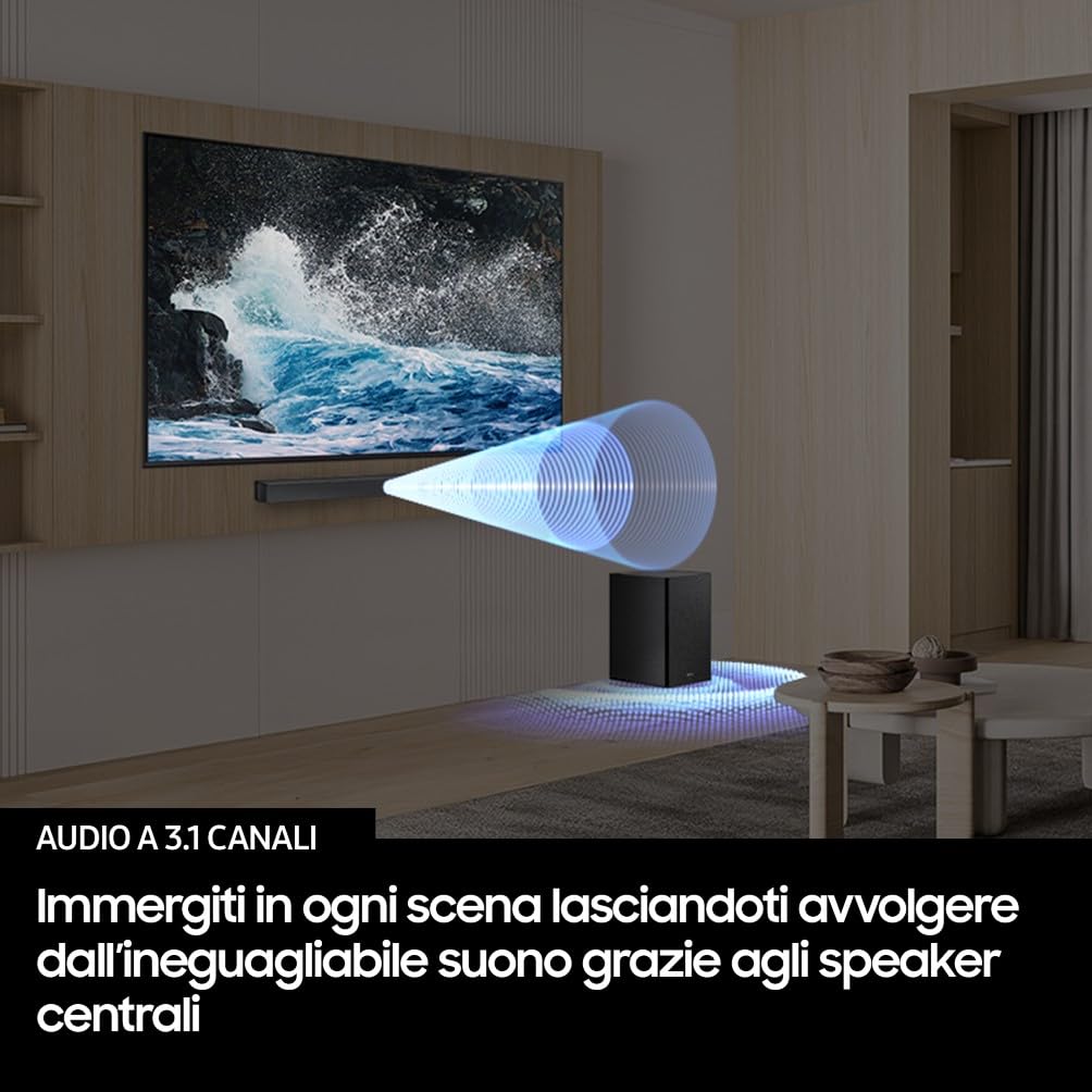 Samsung Soundbar HW-B46CF/ZF Serie B, 3 Speaker, Wireless, Dolby 2ch, Audio a 2.1 Canali, DTS 2ch, Surround Sound Expansion, Voice Enhance Mode, Titan Black, 2025