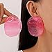 Acrylic Earrings Colorful Big Round Studs Earring Pink Statement Earrings for Women Resin Large Irregular Geometric Drop Dangle Earring Fashion Fun Unique Chunky Jewelry (Pink)