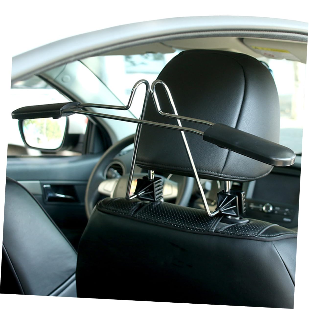 OUNONA Appendiabiti da Auto in Acciaio Inox Bracci Regolabili | Sedile Auto, per Vestiti e Sacchetti della Spesa, Colore Nero, Uso in Viaggio