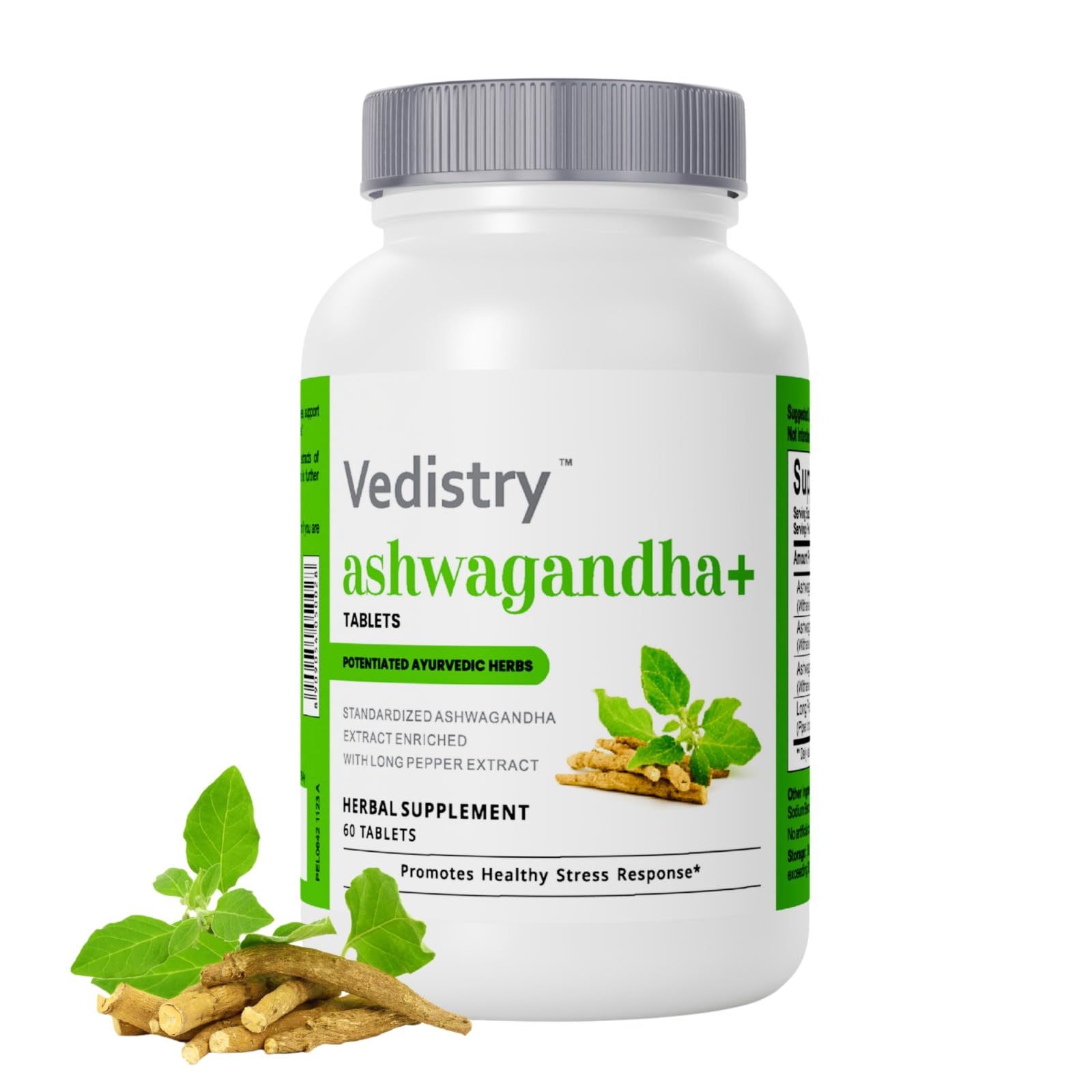 Ashwagandha+ 1100mg Tablets with Long Pepper 60 Tablets | Natural Adaptogen for Stress Relief, Mood Support, Energy Boost & Adrenal Health | Vegan Ashwagandha Herbal Supplement | Pack of 1