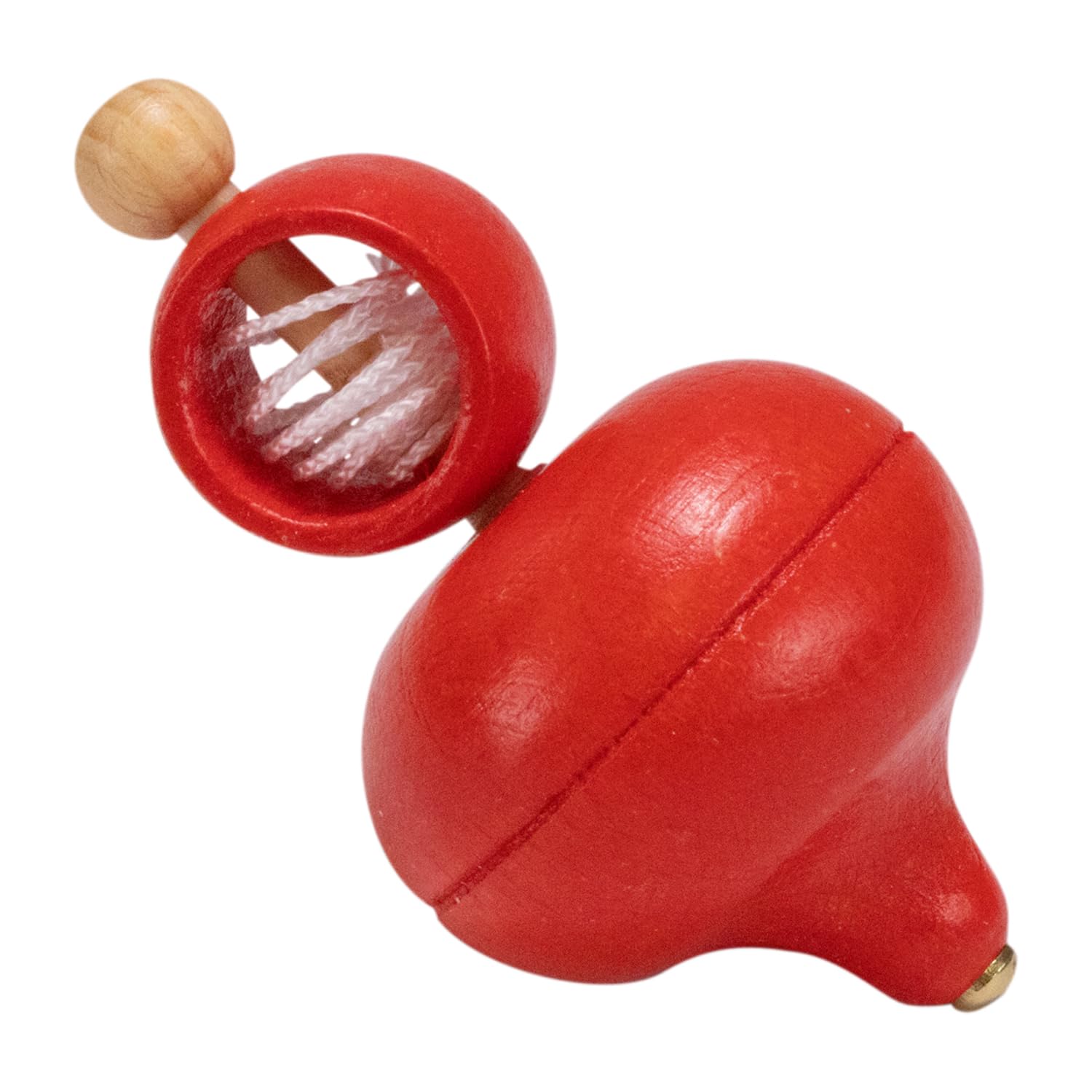 Peonza de madera, peonza clásica con accionamiento por cable (rojo) 6420