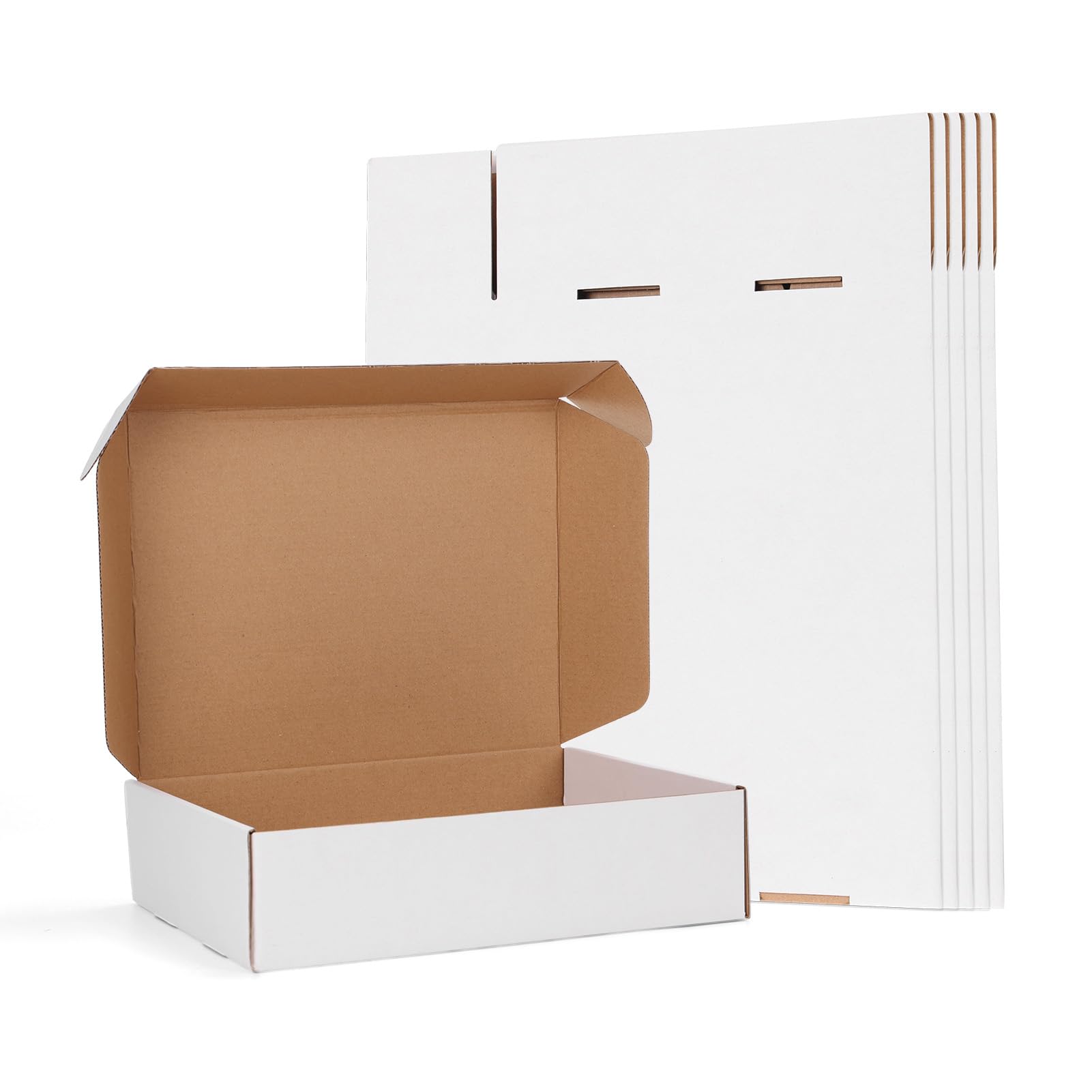EXYGLO 6 Pack 12x9x3 Shipping Boxes, White Corrugated Cardboard Boxes for Packaging Small Business, Moving, Shipping, Mailing, and Storing