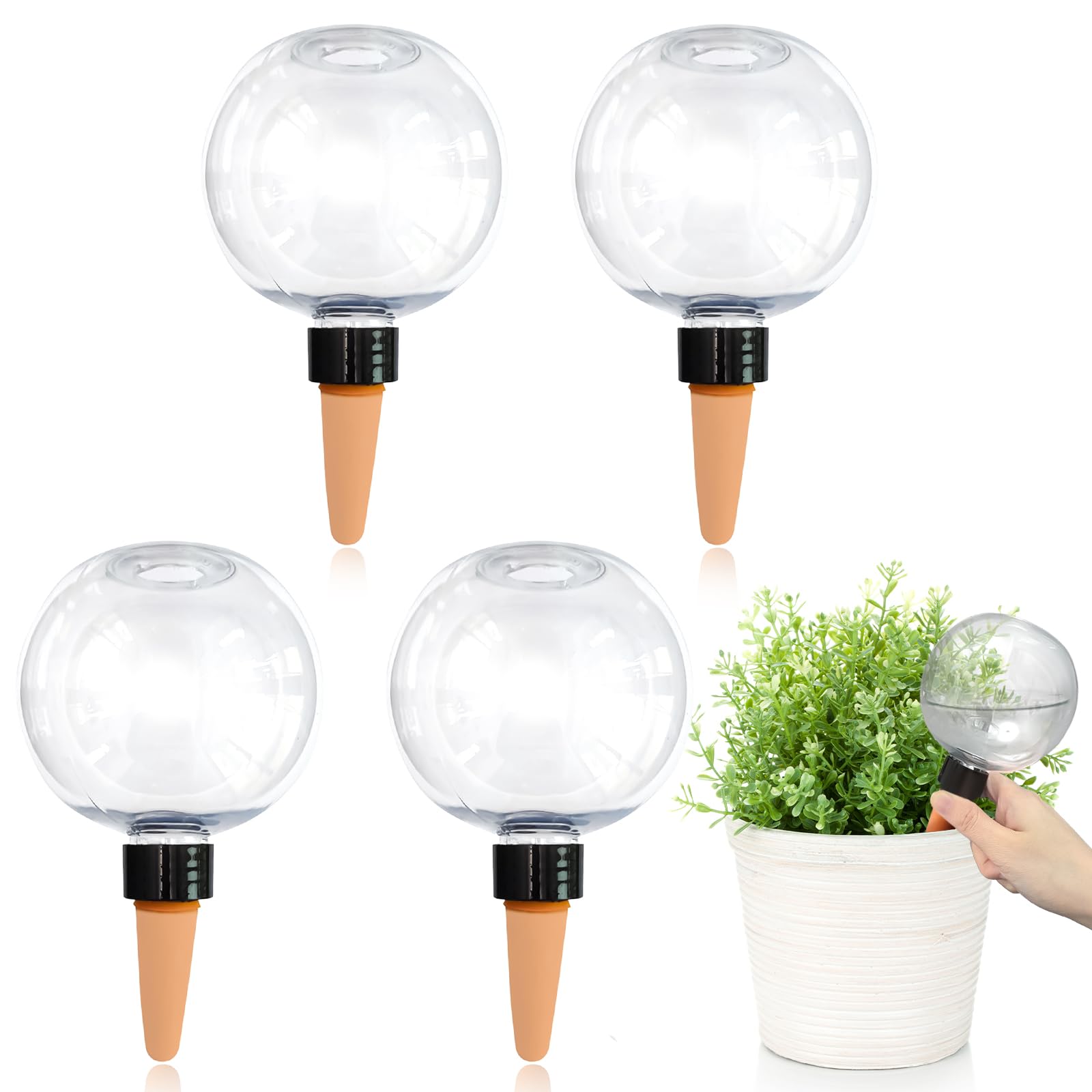 Lot de 4 Boule Arrosage Plante, Reserve Eau Plante, Pot Plante Reserve d Eau, pour Plantes, Arrosage des Chambres, Balcons et Plantes de Jardin, Arrosage Plante Vacances (Transparent, A)