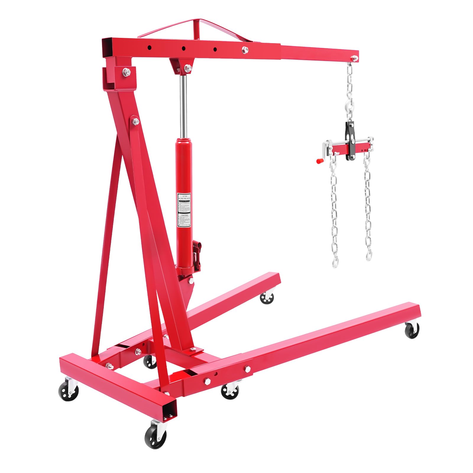Elevador de motor hidráulico, grúa de taller 2T con cadena y equilibrador, soporte de motor plegable, soporte de elevación ajustable para motores, caja de transferencia de engranajes