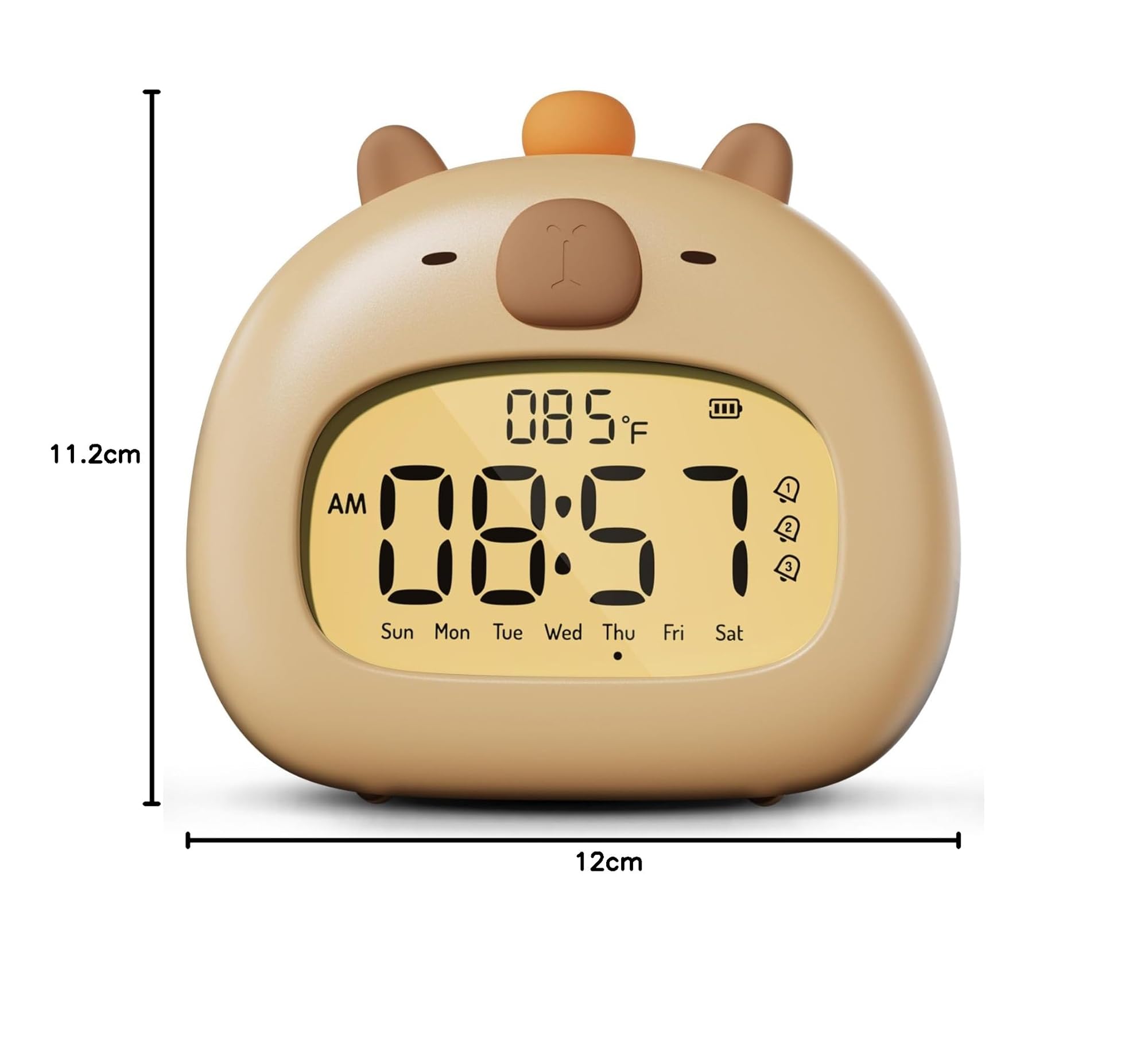 IHALO Capybara Kinderwecker mit Nachtlicht, Wecker Digital Kinder, Ok to Wake 3 Alarme, Snooze und Timer, Wiederaufladbar für Schlafzimmer Schreibtisch Reisen Dekoration Babyzimmer Jungen und Mädche