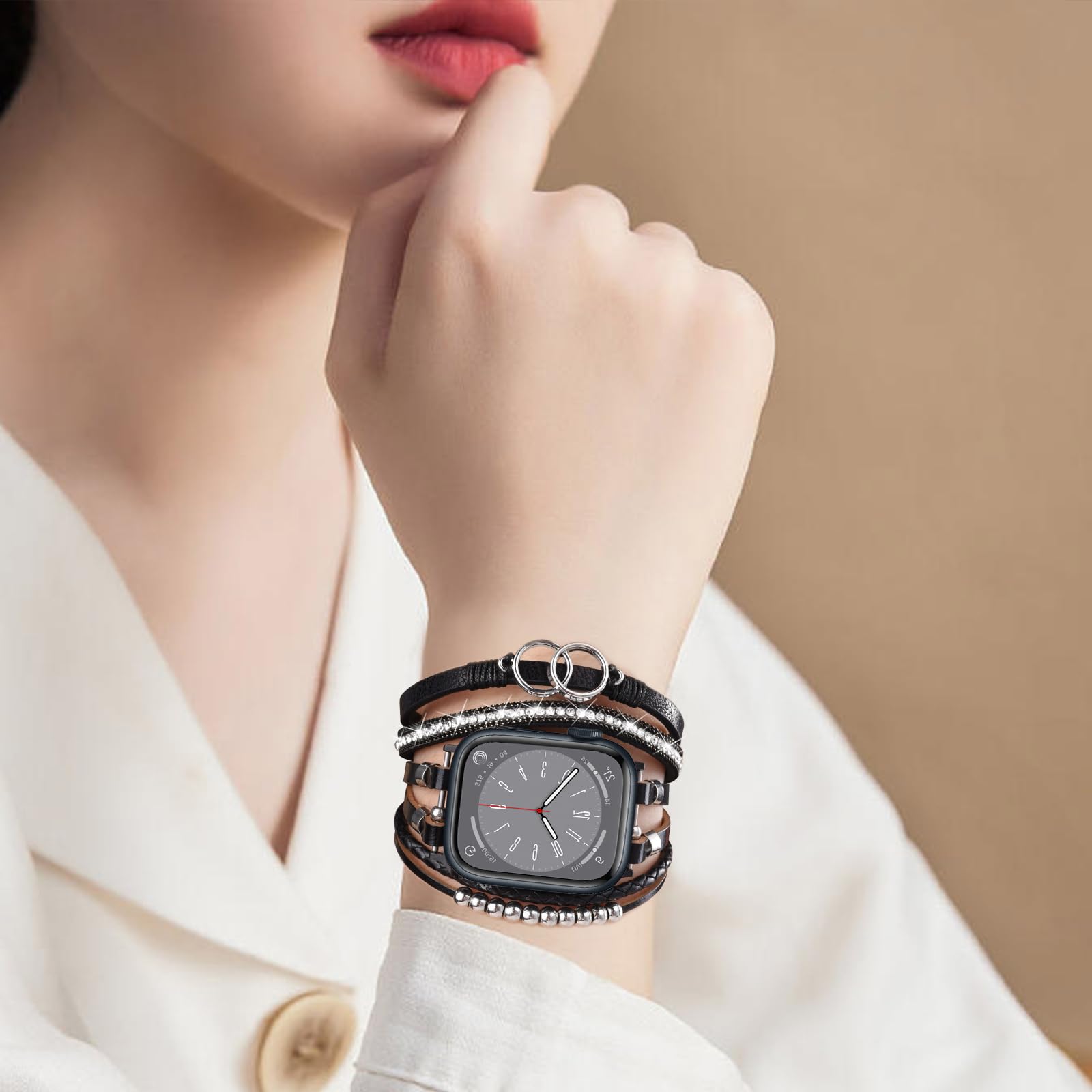 Amazon.com: MOFREE Boho Leather Bracelet Compatible with Apple  display picture 1