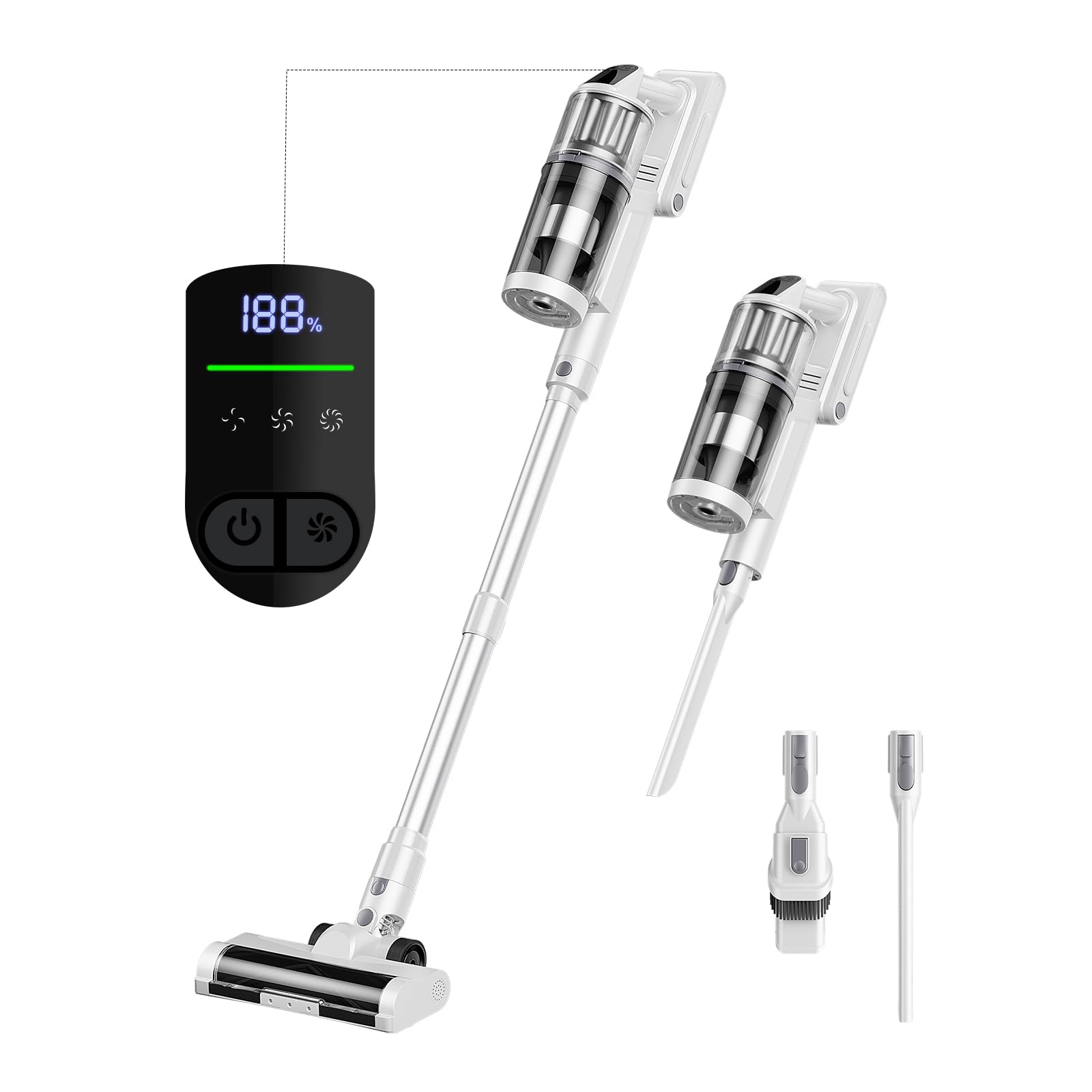 Cordless Vacuum Cleaner - Vacuum Cleaners for Home, 45KPA 550W Stick Handheld Portable 60 Mins Runtime Rechargeable Battery Pet Hair Hardwood Floor Vac, Household Lightweight Hand Vac, V10 White