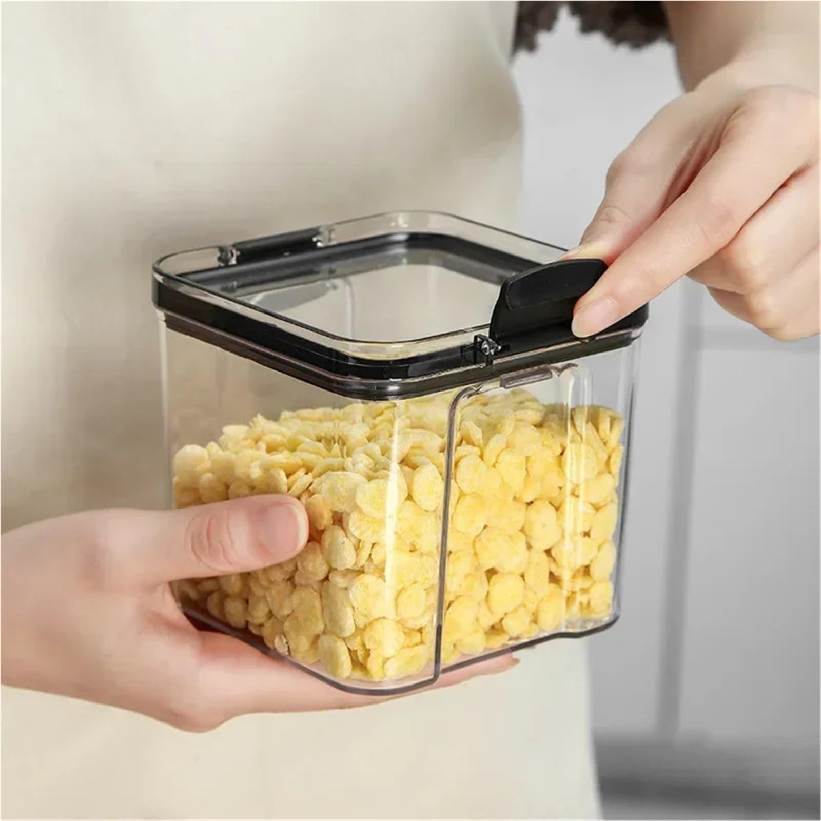 4 pezzi impilabili da cucina barattolo sigillato scatola di plastica for alimenti multicereali bottiglia serbatoio frutta secca contenitori for tè Per Biscotti