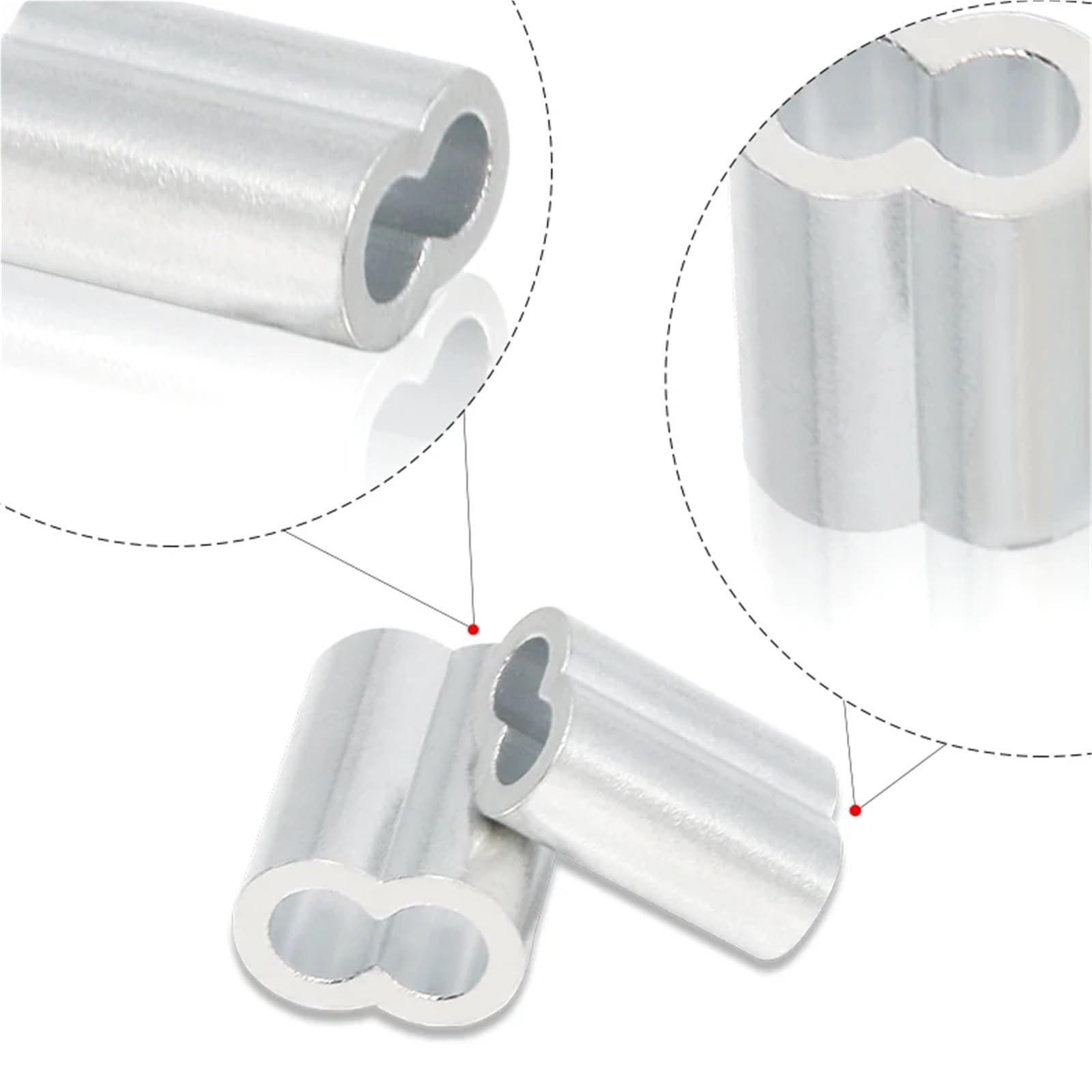 Manicotto ad anello a crimpare in alluminio, Confezione da 50-100 pezzi di manicotti a crimpare for fune metallica in alluminio M1-M6(M4-100PCS)