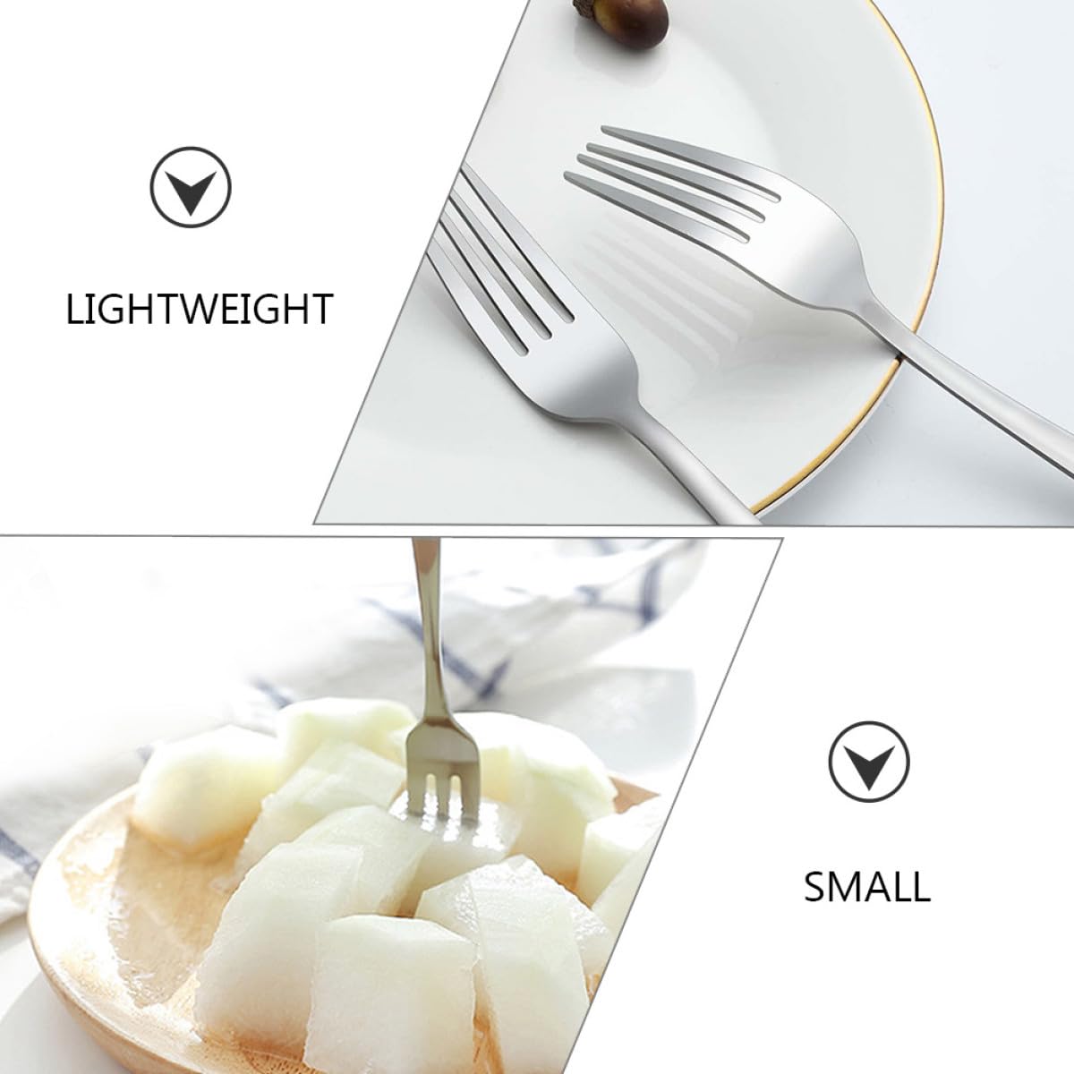 Fourchettes à Dessert Lot de 24 Argenté en Acier Inoxydable