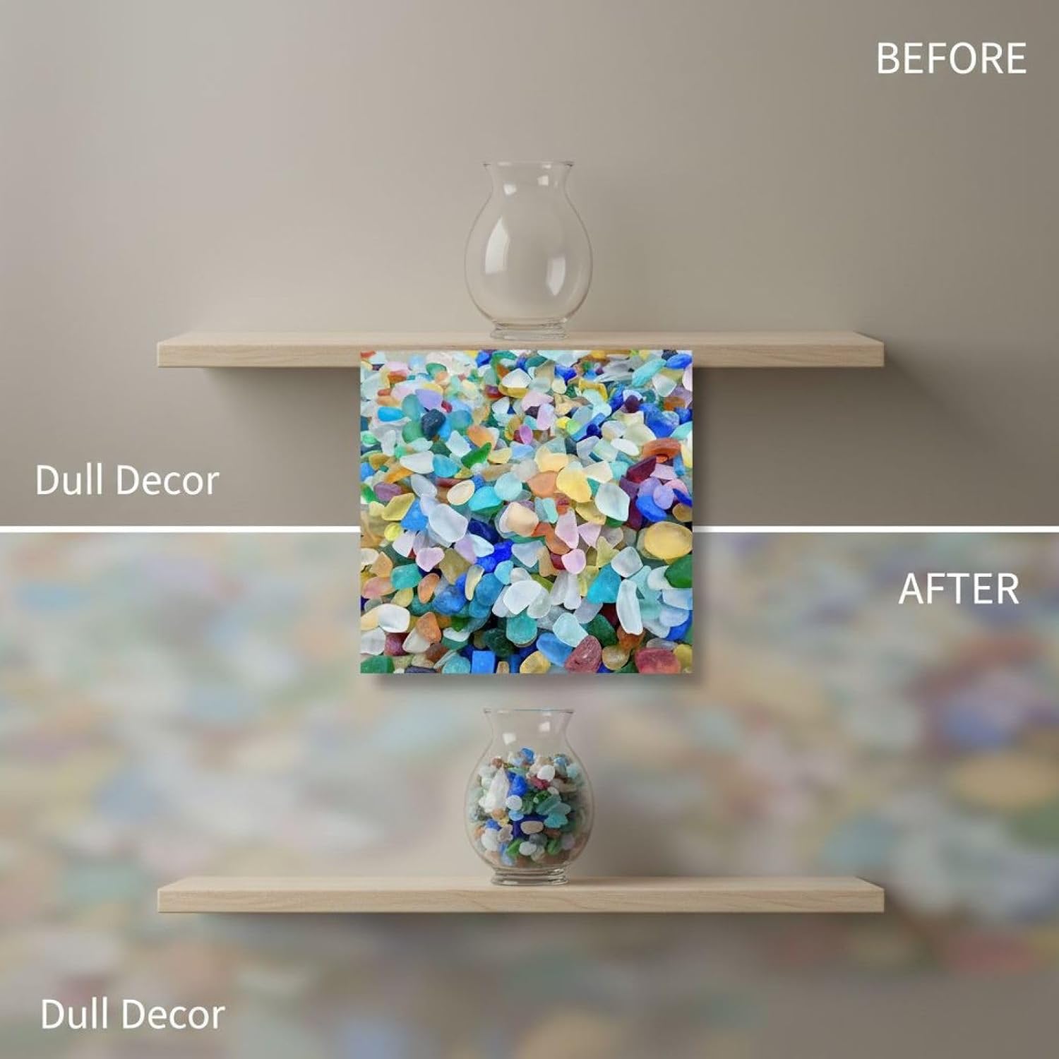 Kg Colorful Sea Glass Stones, 0.79-.57 in Frosted Glass Pebbles, Aquarium Rocks, Vase Fillers, DIY Decor, Beach Party