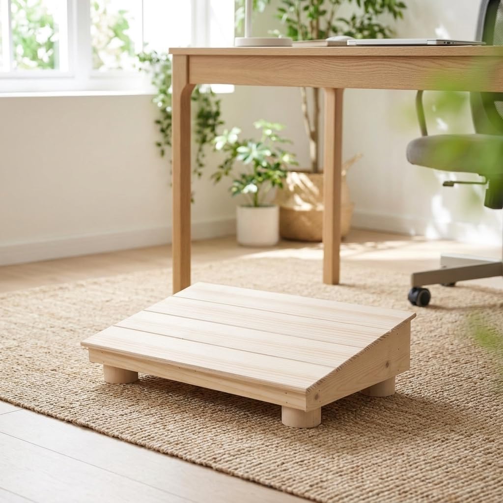 rockible Pedana Portapiedi in Legno Massello con Supporto per Gambe Ergonomico per Ufficio Cucina Bagno Adatto per Adulti E Bambini per Riposo
