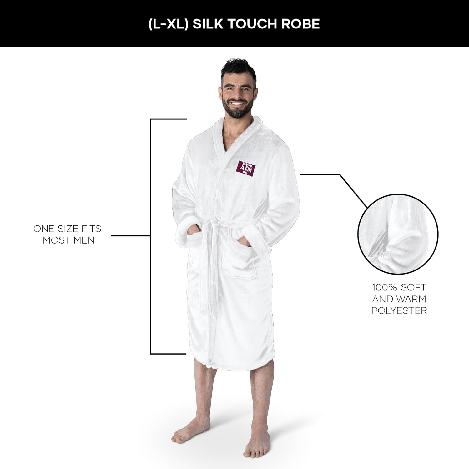 NCAA Team Pride Silk Touch Robe with Logo, Comfortable Lounge Wear for Men and Women