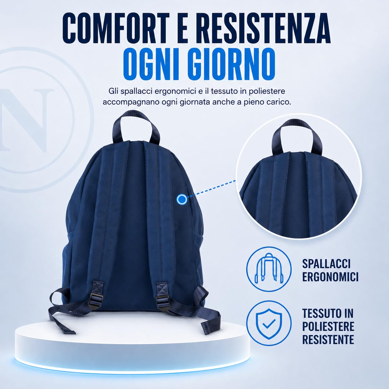 Colourbook - Zaino Tempo Libero Napoli, Logo in Rilievo, 25 Litri