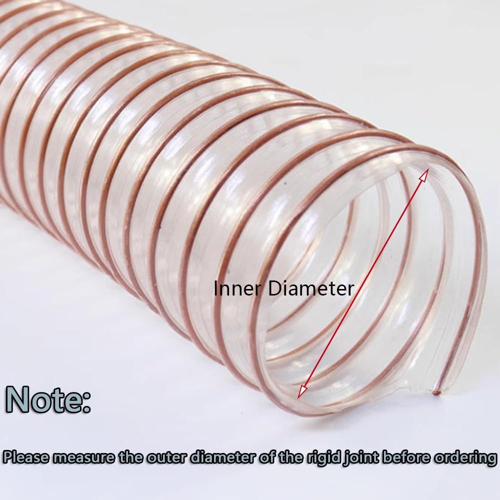Tubo flessibile in poliuretano per raccolta polvere, tubo di aspirazione con filo di acciaio, per sega da tavolo e pialla lavorazione del legno (6 m, 63 mm)