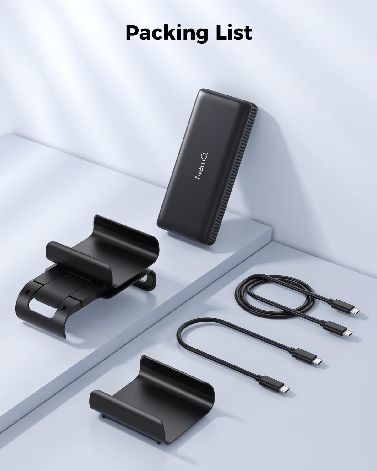 NEWQ Cargador Portatil, Banco de energía de 65 W compatible con Steam Deck, batería externa portátil USB-C PD 3.0 de 20000 mAh con soporte trasero extraíble