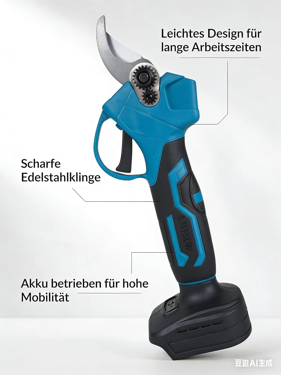 Cesoie da potatura a batteria da 30 mm, con 2 batterie da 21 V 2000 mAh e set di lame di ricambio, forbici elettriche, cesoie da potatura