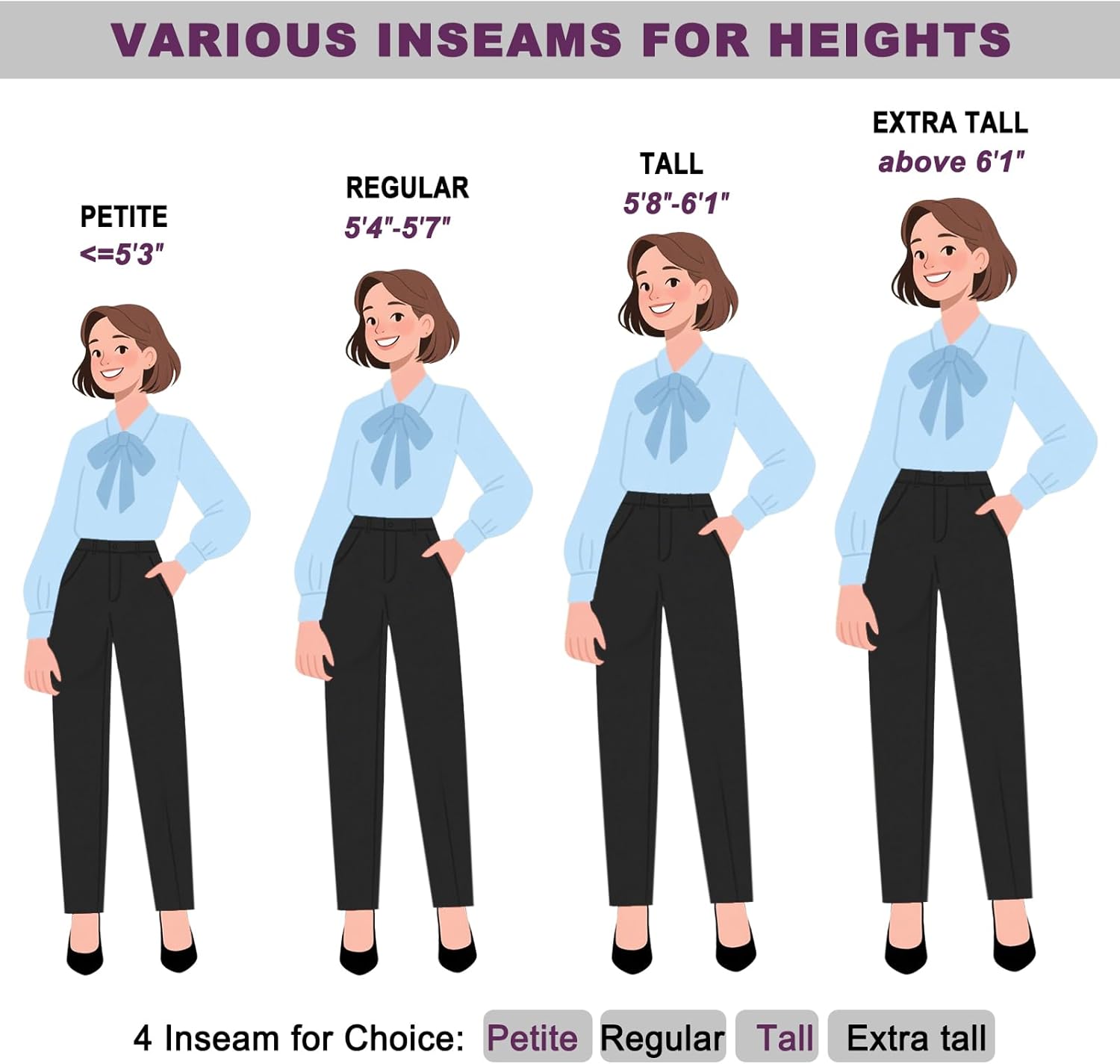 iChosy Women's Stretchy Straight Leg Dress Work Pants Business Office Casual Slacks with Pockets - Image 4