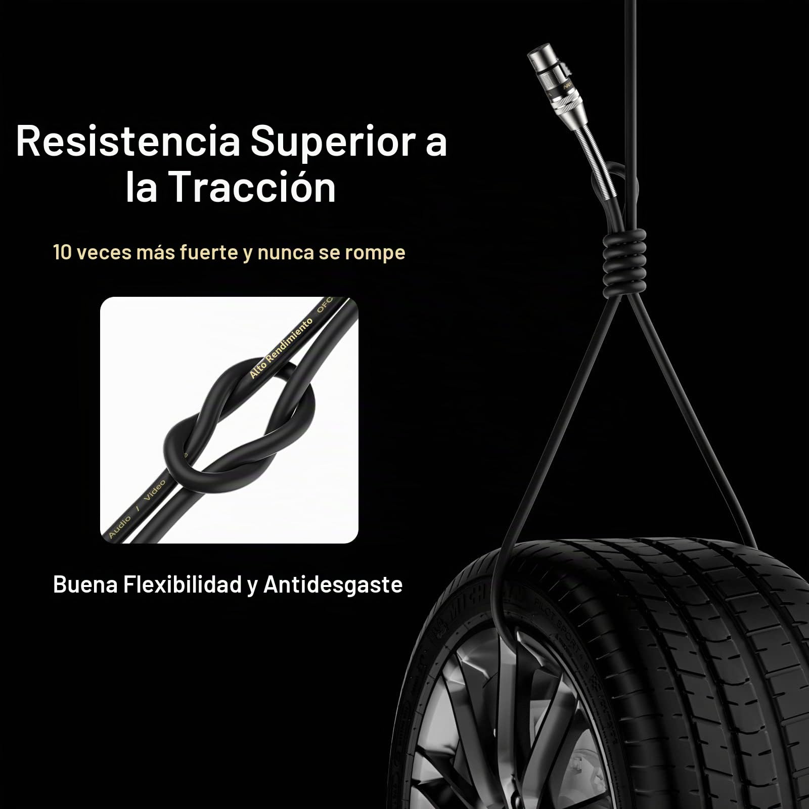 2Pack 20 metros Cable XLR Balanceado Microfono XLR Macho a Hembra de 3 pines para Micrófono, Mezclador, Altavoz, Amplificador
