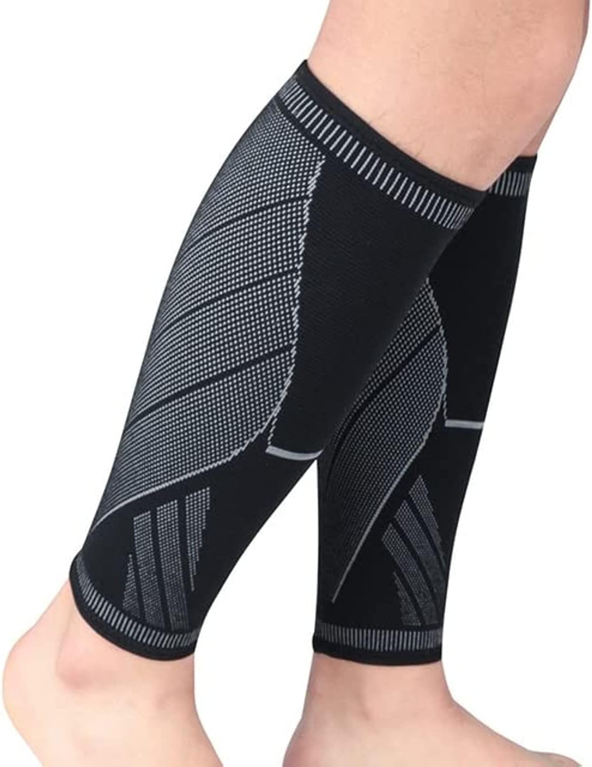 Calf Compression Sleeve Men Women - Shin Splint Compression Sleeve for Varicose Veins & Torn Calf - 1 Pair Comfortable Leg Compression Sleeve in Black Color (Large, Black)