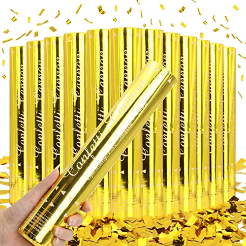 Gold Confetti Poppers - 12 Pack Golden Confetti Cannon for Wedding Birthday Graduation Baby Shower Anniversary Christmas New Years