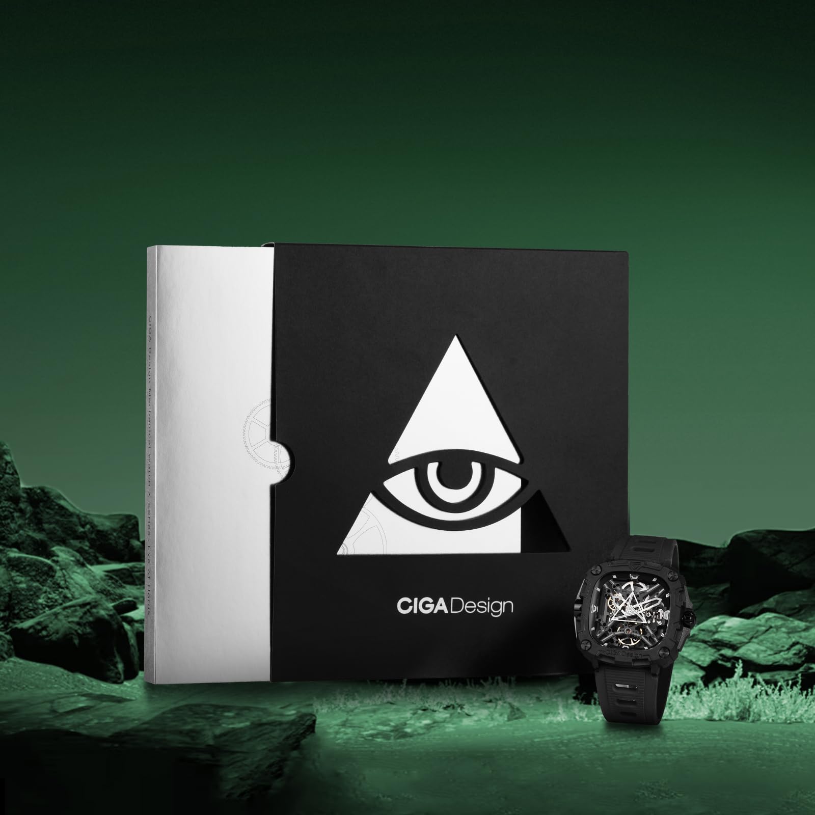 CIGA Design Orologio meccanico automatico, serie X, Eye of Horus, da uomo, con cassa in bioceramica e cinturino in silicone, Moderno