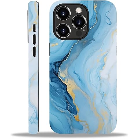 Designed for iPhone 15 Pro Max Case - Dual Layer Cell Phone Protective Case - Soft Blue Marble Pattern for iPhone 15 Pro Max Case - Scratch-Resistant Shockproof Cover for Girls Boys