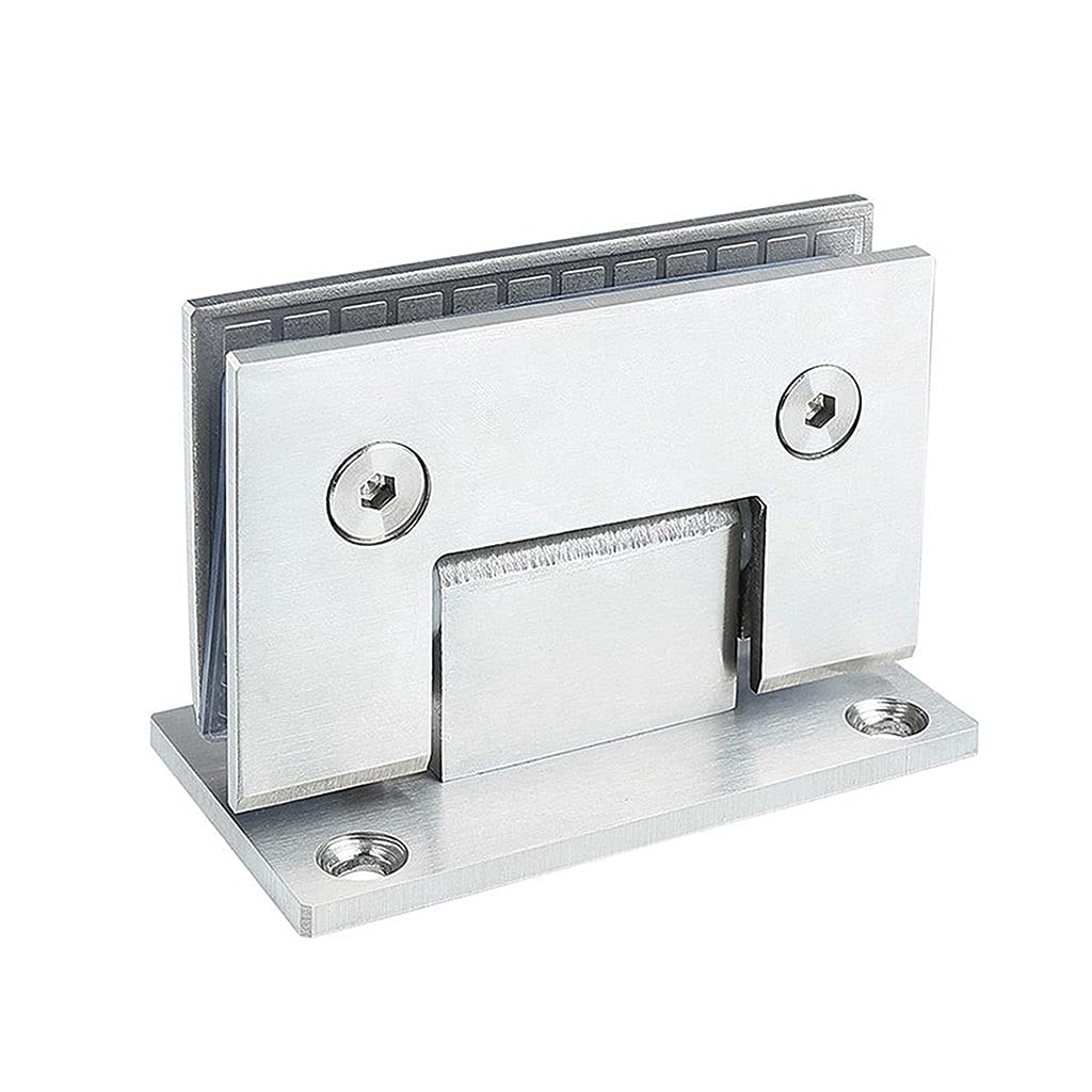 2Pcs 304 Stainless Steel Frameless Glass Door Hinge 90 Degree Bathroom Shower Clip(Brushed Steel)