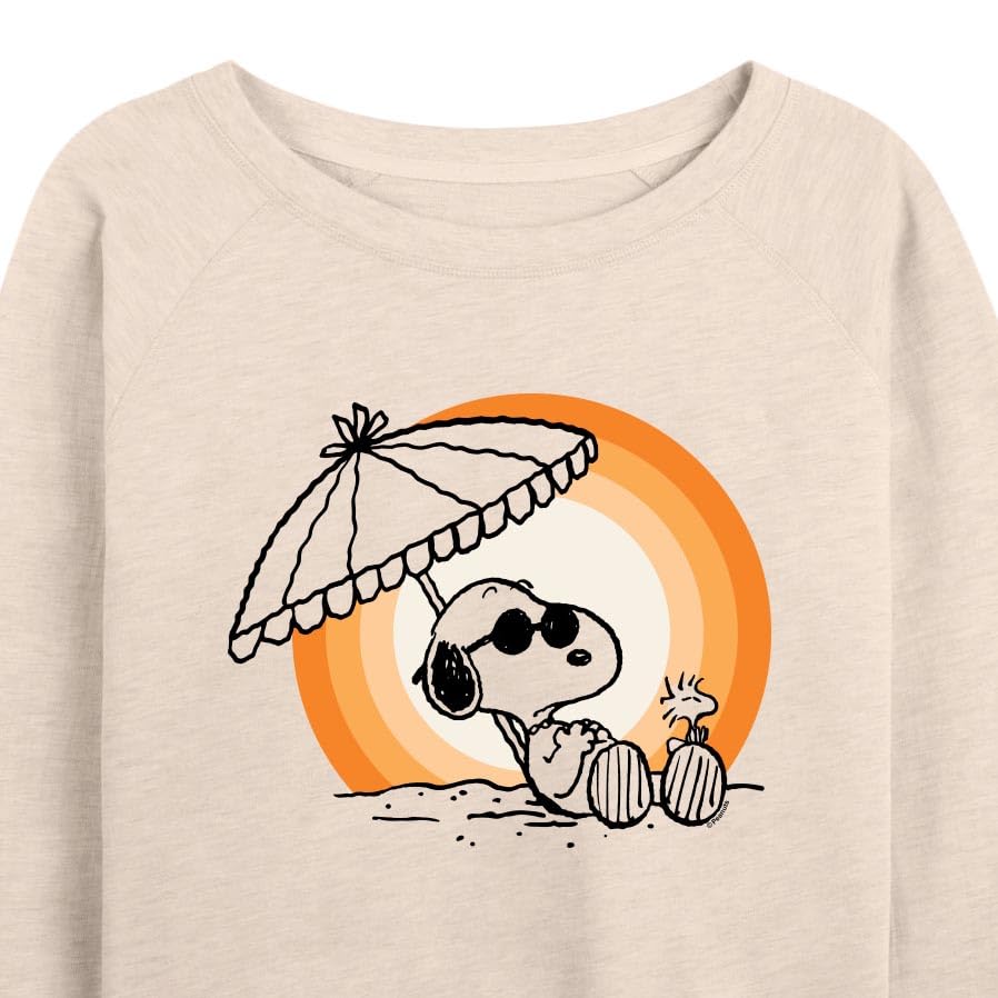 HYBRID APPAREL - Peanuts - Summer Edition - Snoopy & Woodstock Relaxing - Women's Lightweight French Terry Pullover3