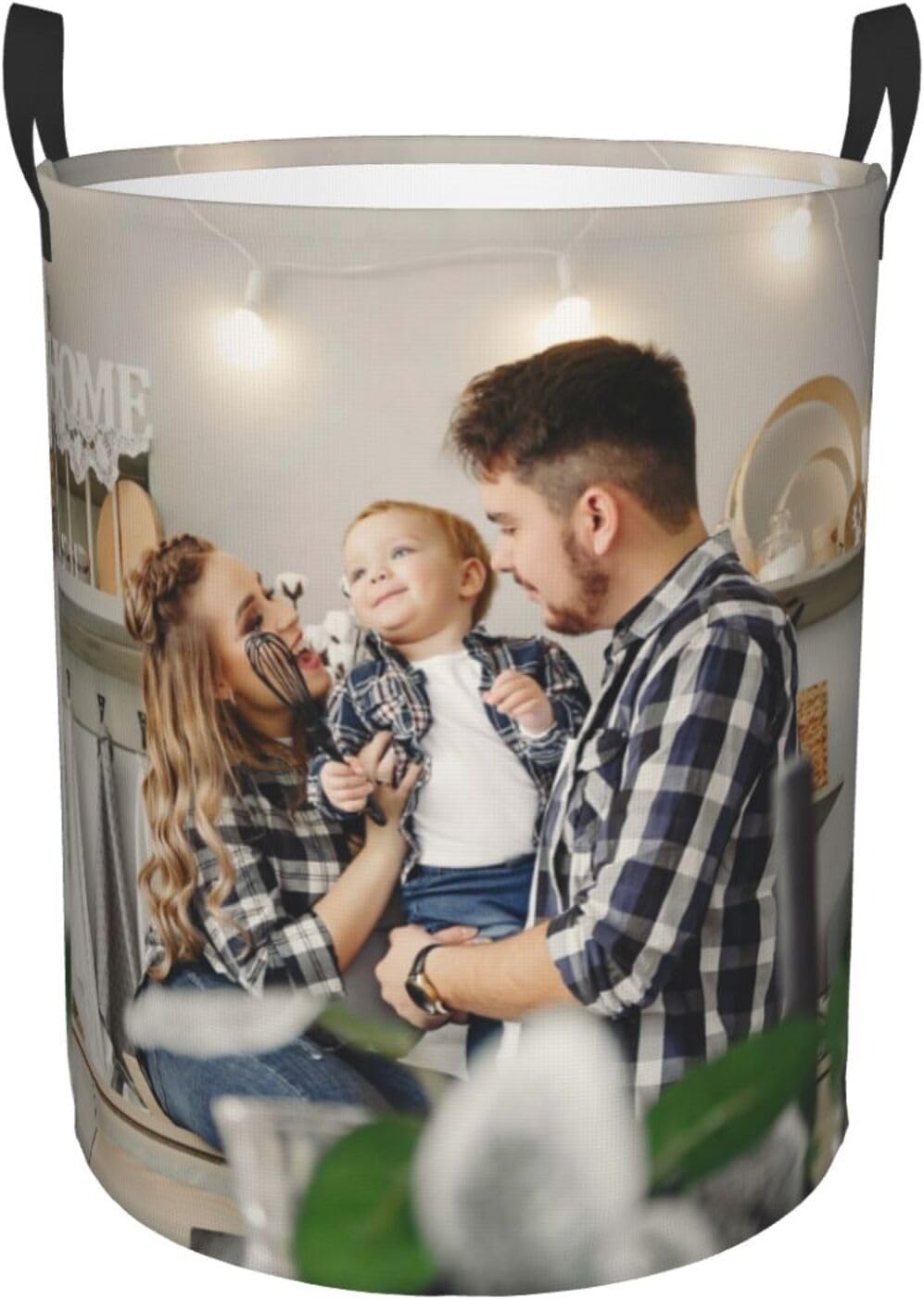 Custom Laundry Hamper with Name Photo Text Logo. Personalized Laundry Basket Personalized Dirty Clothes Storage Basket with Handles for Bathroom Bedroom (S) - Image 2