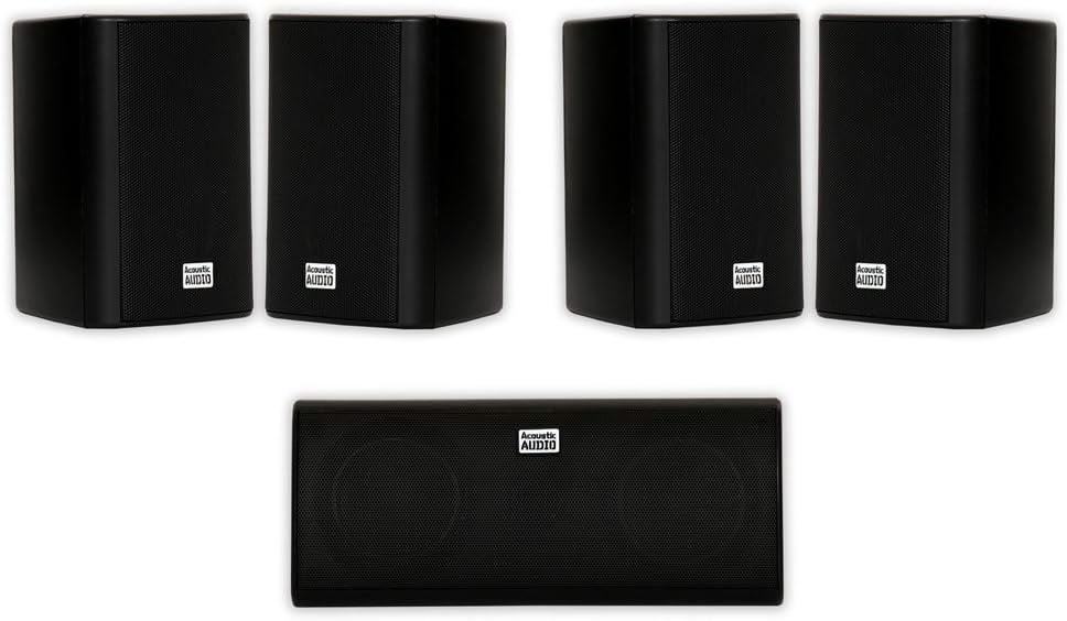 Acoustic Audio AA351B and AA35CB Indoor Speakers Home Theater 5 Speaker Set