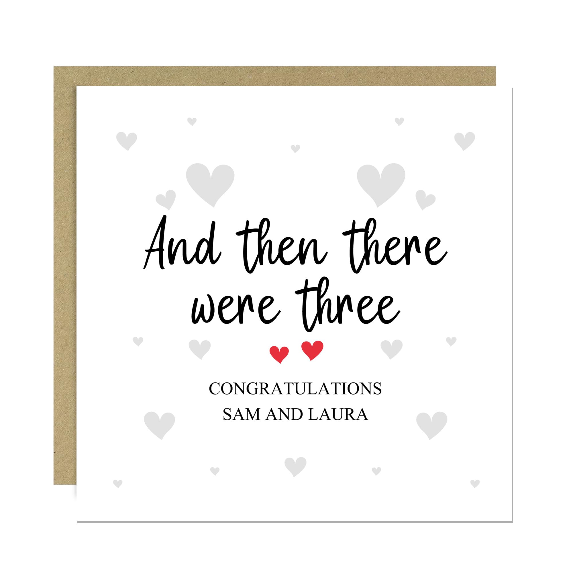 RED OCEAN Pregnancy Card Personalised Then There Were Three Congratulations Card Parents To Be Mummy To Be Daddy With Envelope