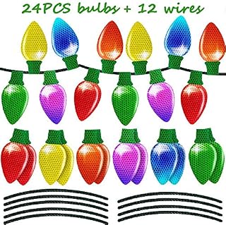 24PCS Christmas Car Refrigerator Decorations Reflective Bulb Light Magnet Accessories Set Xmas Holiday